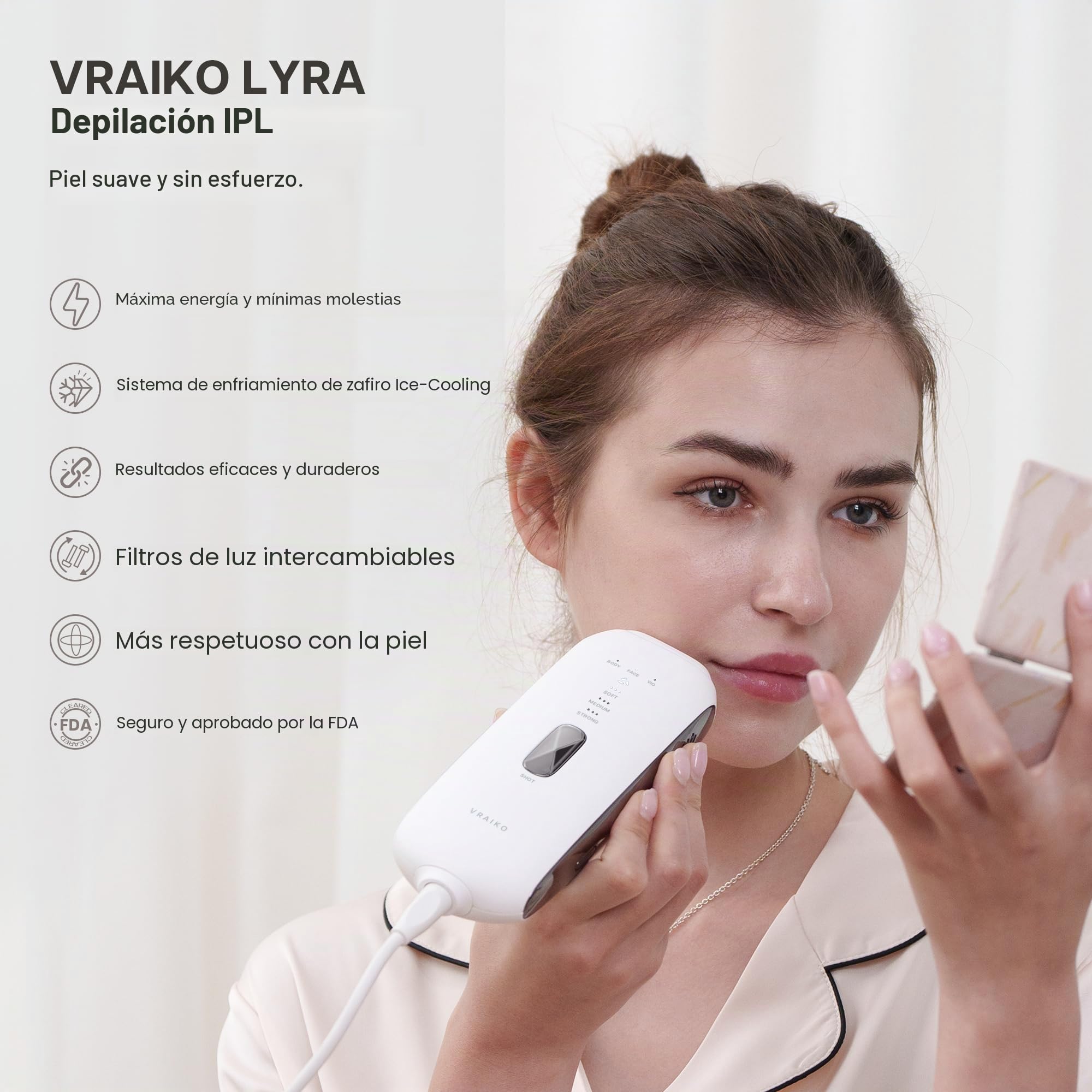 LYRA IPL Hair Removal Device, Laser Hair Removal for Women and Men, Sapphire Ice-Cooling Contact with Interchangeable Attachment Filters, More Skin-Friendly Long-Lasting & Painless Results