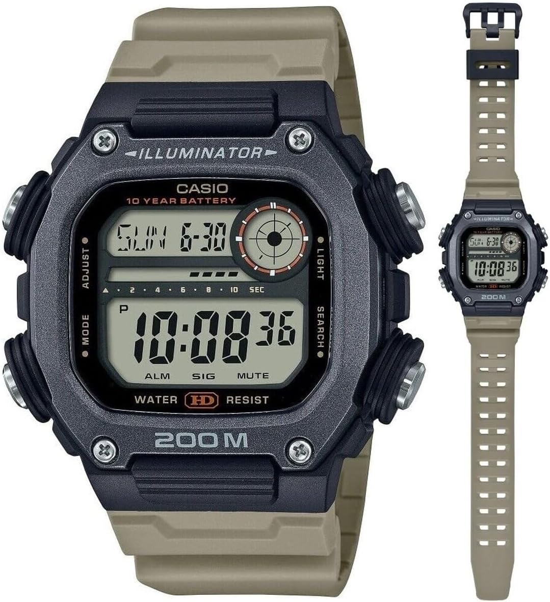 10 Year Battery Quartz Watch with Resin Strap