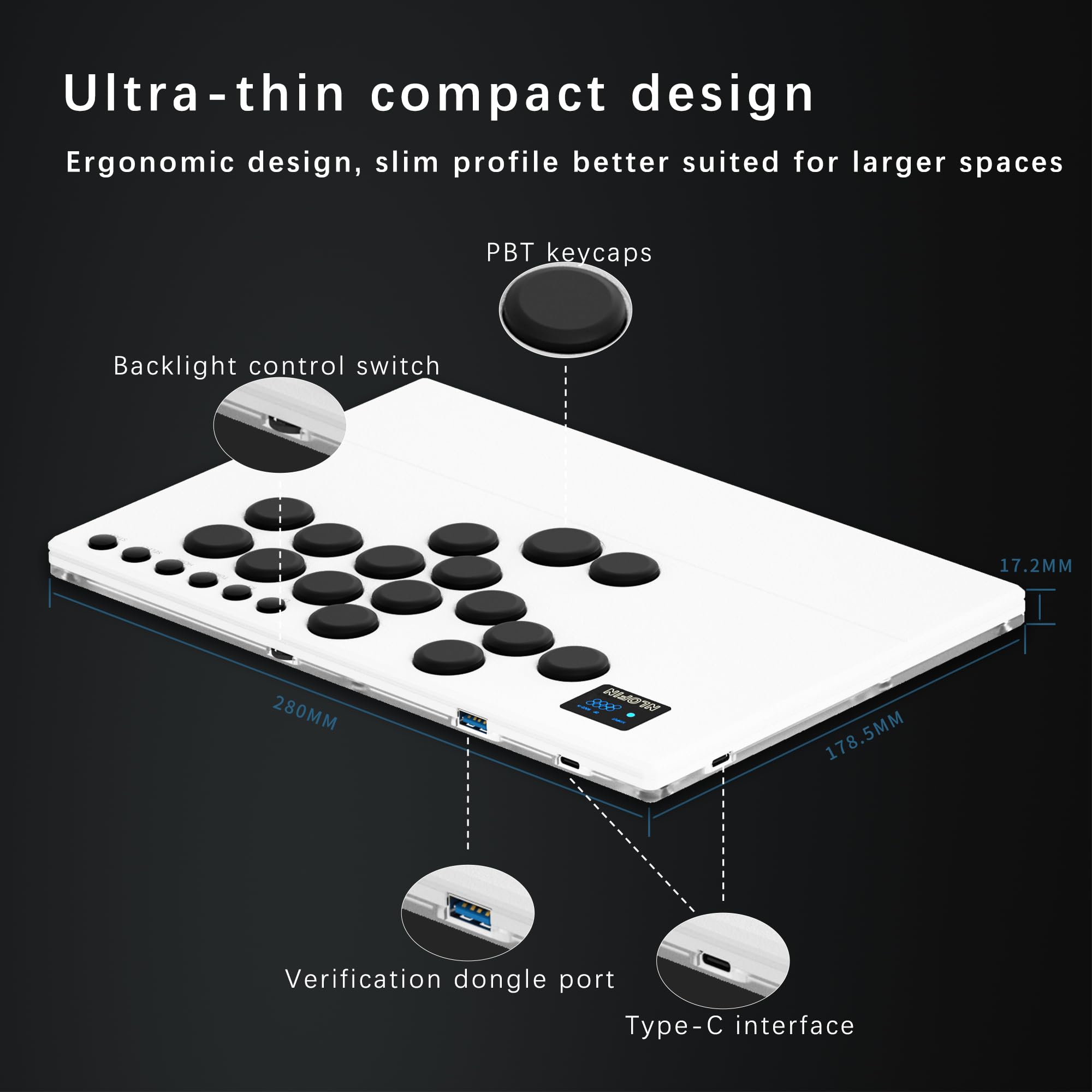 Nlofin Leverless Arcade Stick 16keys All Button Leverless