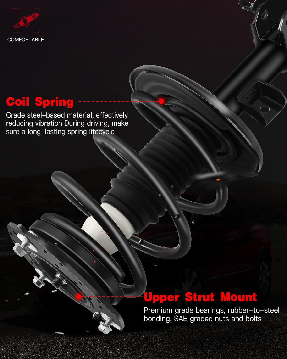 Front Struts for 2007 2008 2009 2010 2011 2012 2013 for Nissan Altima (Exc. Hybrid), 2013 Altima S 2.5L Coupe Struts Shocks Complete w/Coil Springs Replace 172392 172393, 2PCS
