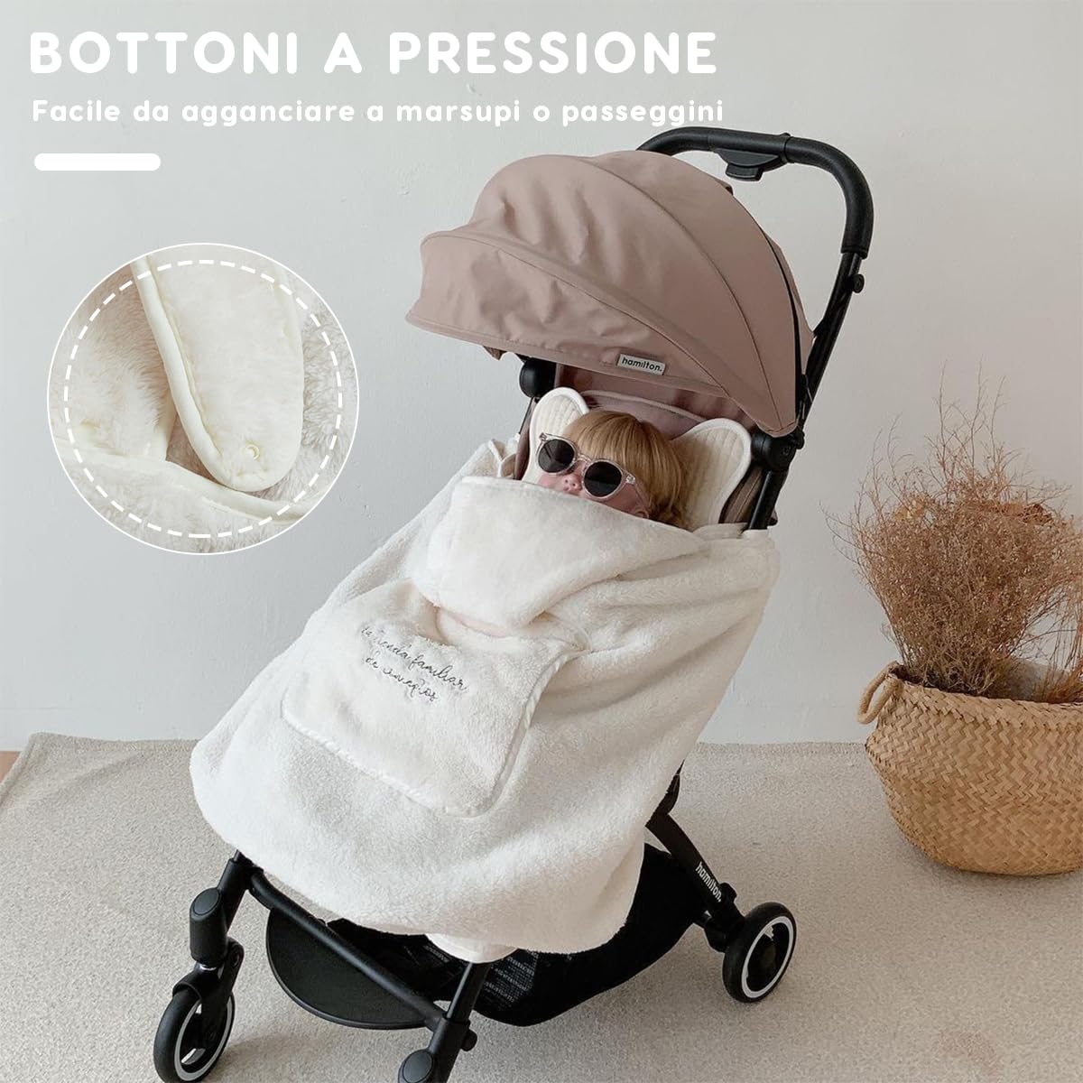 SONARIN Carina Copertina per Marsupio,Caldo Antivento Copri Marsupio,Universale Copertura Mantello con Cappuccio Cover Invernale per Fascia Portabebè con Tasca Frontale(Orso)