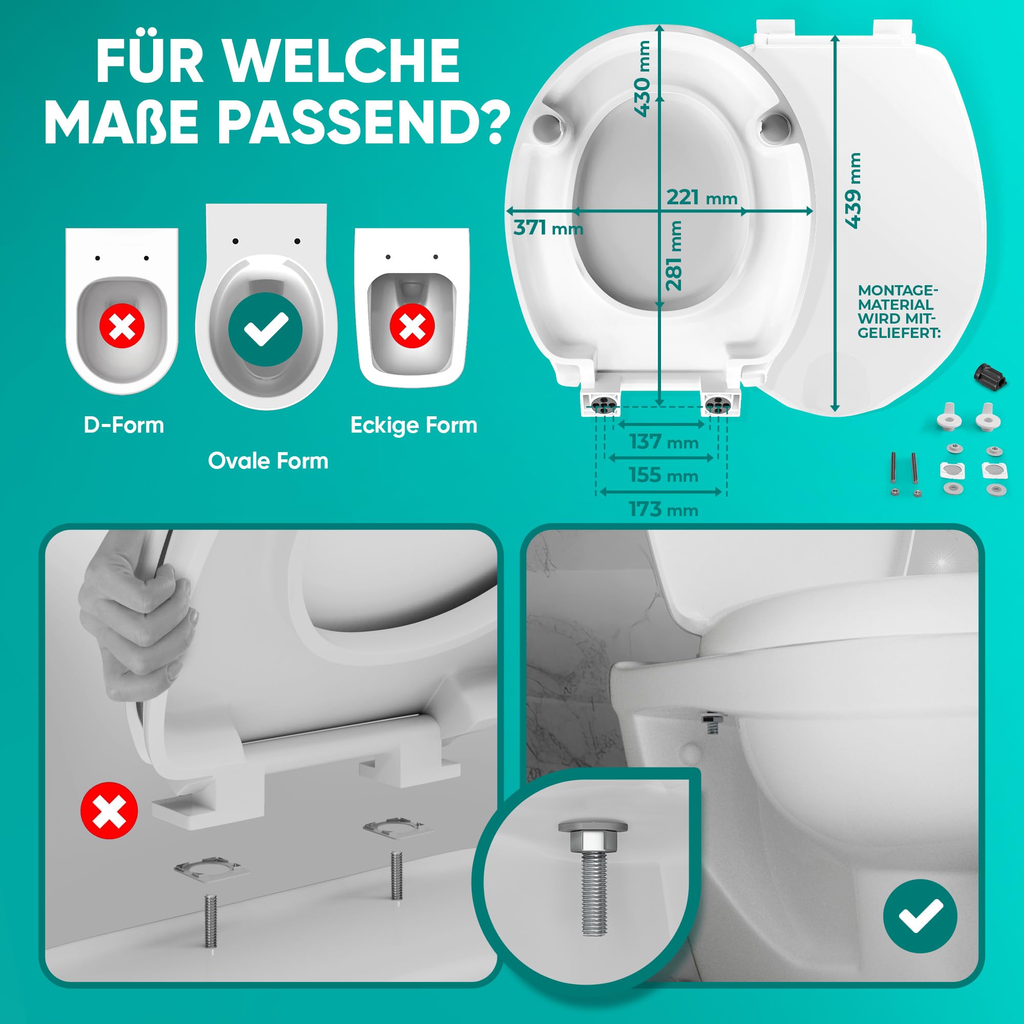 BELAVENA® WC Sitzerhöhung 5cm inkl. Absenkautomatik für bequemes Sitzen & Aufstehen | Erhöhter Toilettensitz aus Duroplast bis 200 kg belastbar | Toilettensitzerhöhung - Raised Toilet Seat