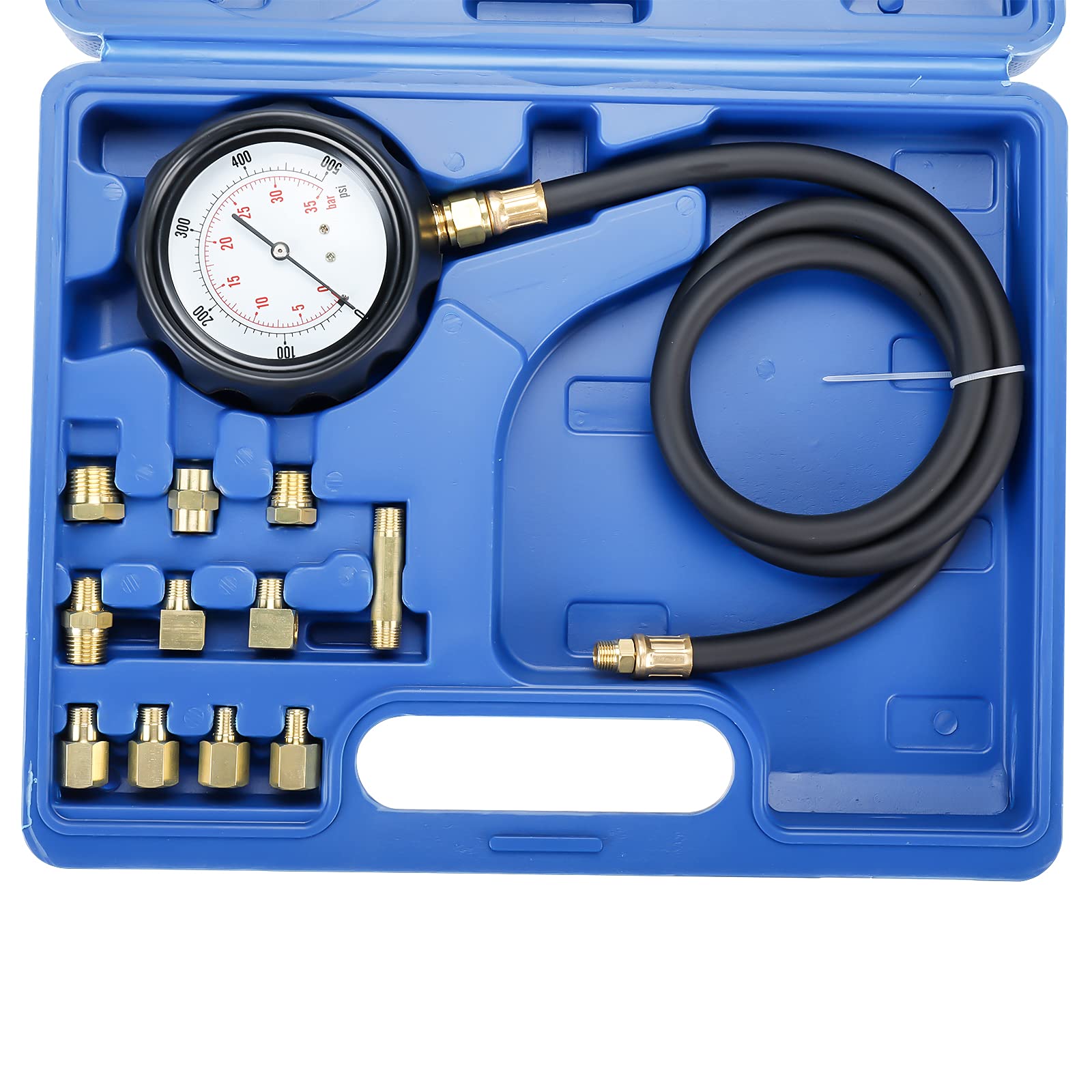 BOOMSTART 12-teiliges Öldruckprüfer Messgerät Prüfer 0-35 bar (0–500 psi) Öldrucktester Werkzeug Motor Öldruck Tester mit Adaptern Benzinmotoren Druck-Prüfgerät