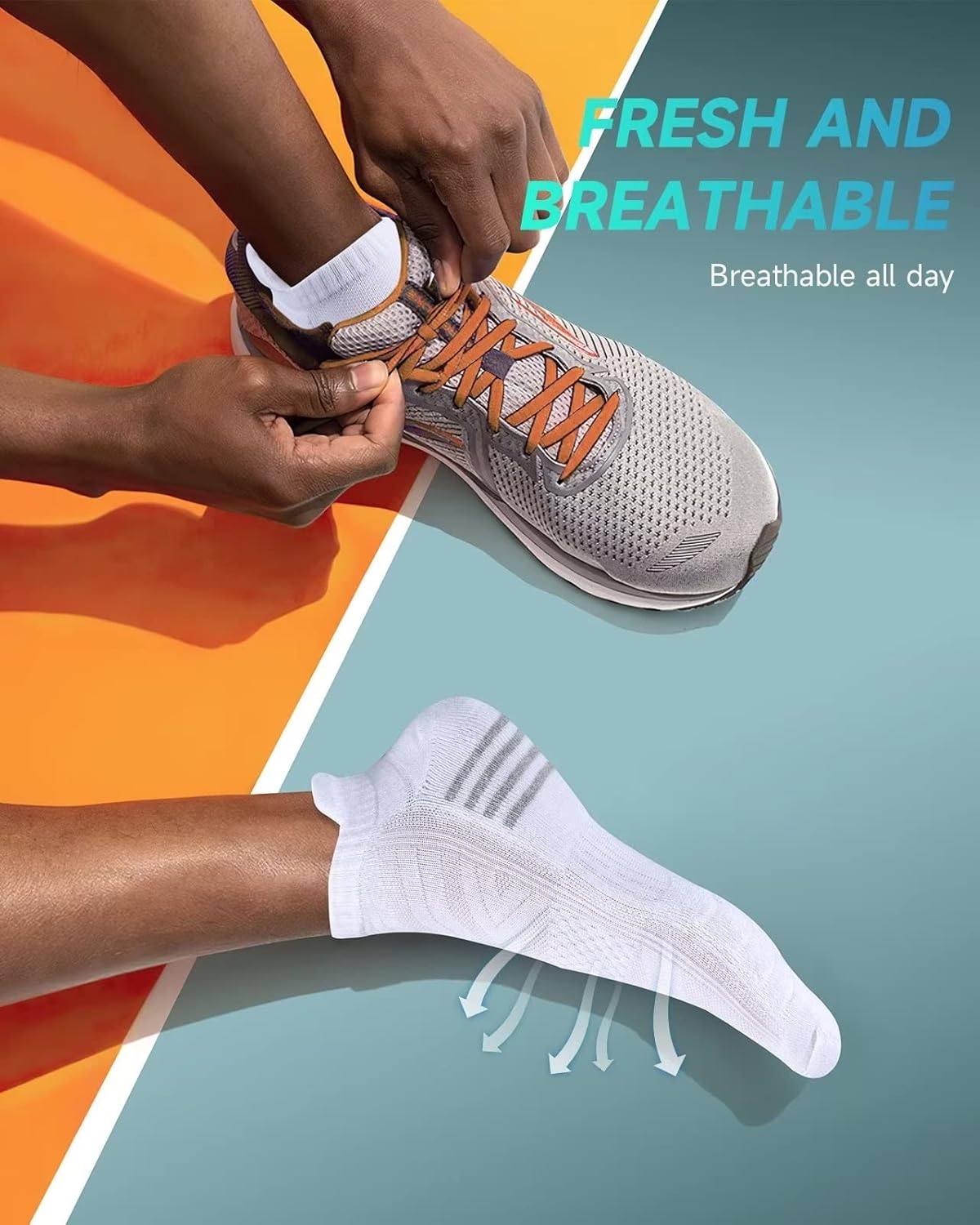 TANSTC Mens Socks,6 Pairs Anti-Blister Cushioned Breathable Cotton Athletic Ankle Running Sports Women Sock - Image 2