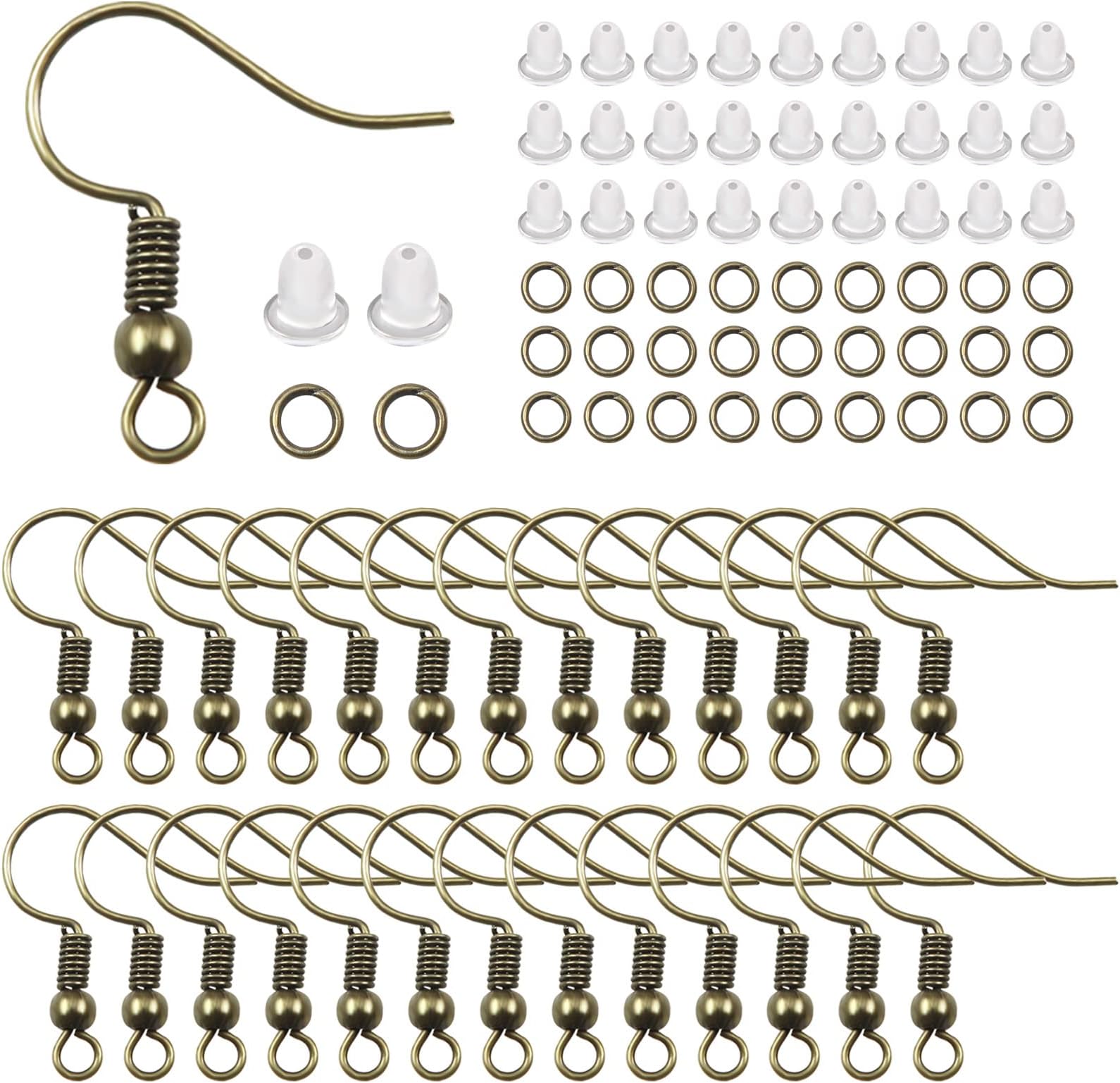 TOAOB 300pcs Earring Hooks Antique Bronze Tone 18mm Hypoallergenic Ear Wire H...