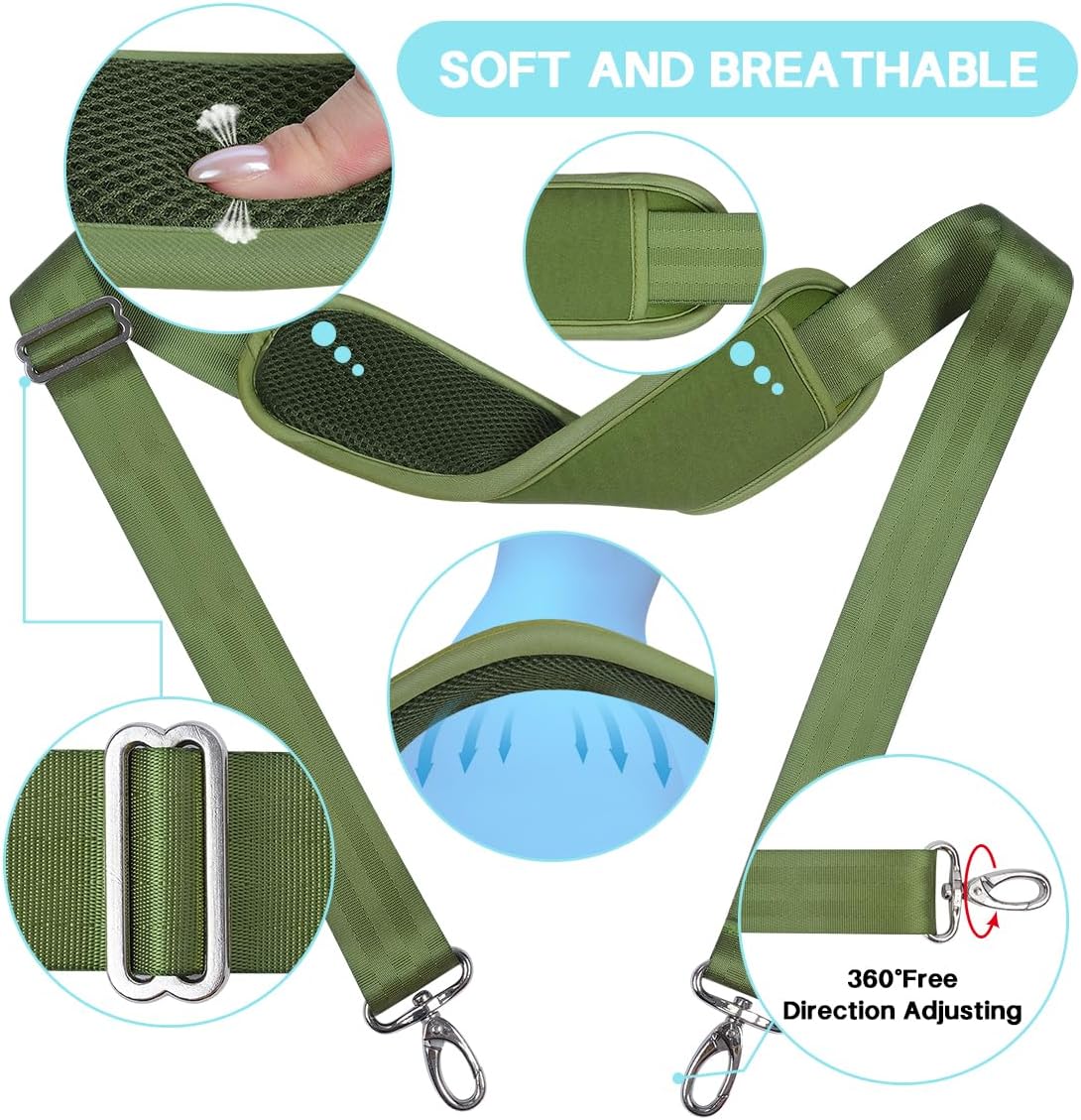 Shoulder Strap Removable Shoulder pad Universal Replacement Bag Strap with Metal Hooks for Luggage Messenger Briefcase Computer Crossbody Bags Laptop Tool Case, Green