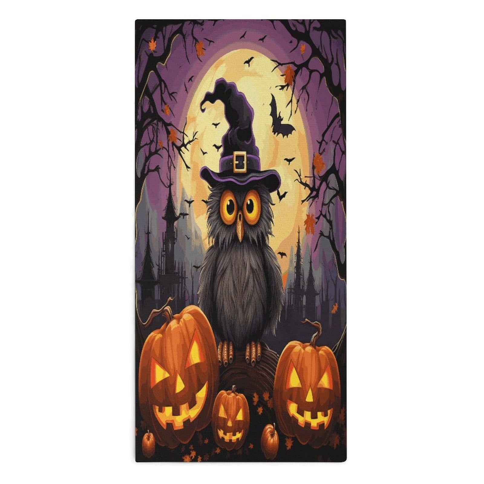 Btcowzrv Style Halloween Owl Ghost Pumpkin Bath Towel Beach Towels Shower Towel