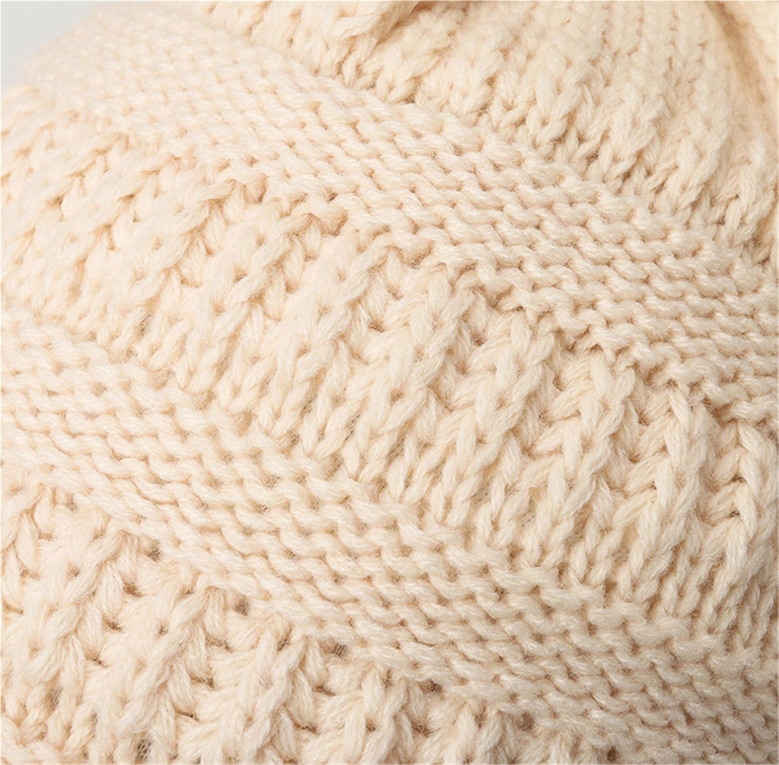 Cappello Invernale Cappello Largo E Grosso Lavorato A Maglia con Pompon in Pelliccia Sintetica, Morbido E Caldo Berretto da Sci Invernale Cappello Caldo(White)