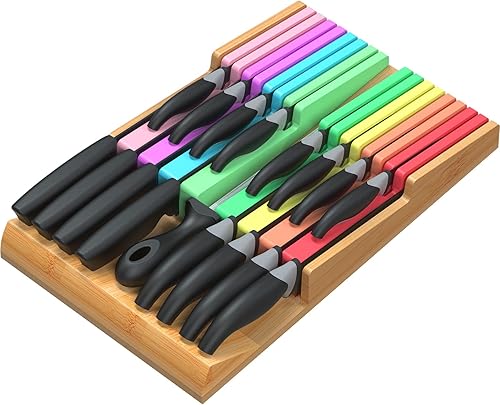 NIUXX Juego de bloques de cuchillos en el cajón sin cuchillos, organizador de cuchillos de carne colorido para cocina, estante de almacenamiento de
