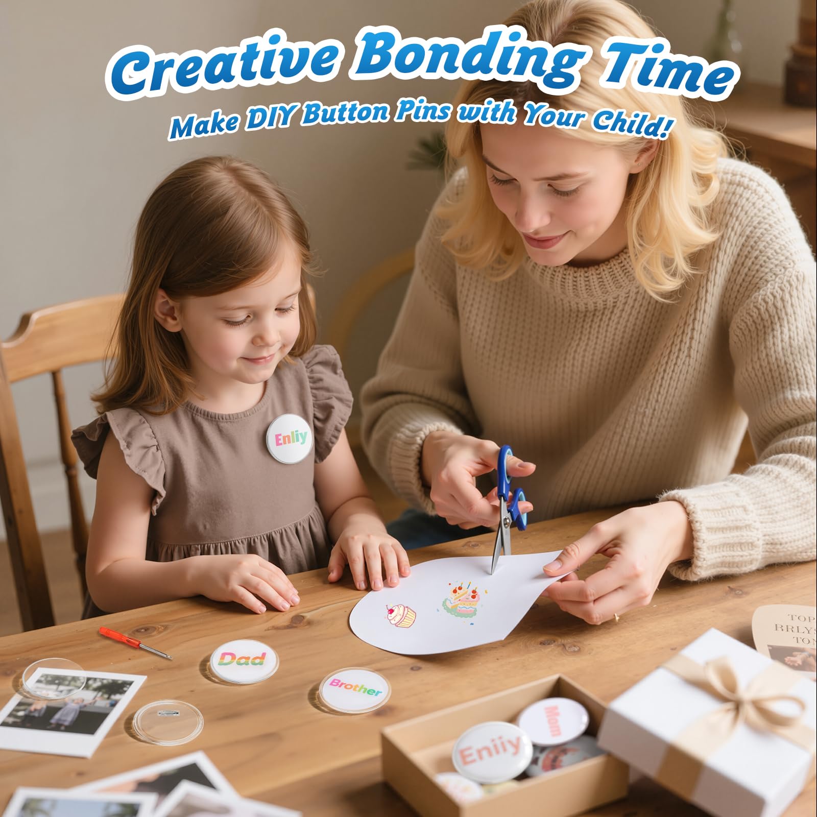 20 Stück 5,7 cm klare Knopfnadeln – DIY-Foto-Knopf zum Zusammenstecken ohne Maschine – wiederverwendbare Acryl-Blanko-Abzeichen-Anstecknadeln für Geburtstagsparty, Schulprojekte und Partys