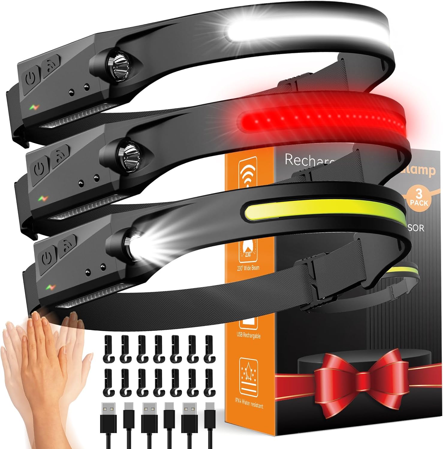 CANKROO Rechargeable Headlamp 3-Pack for Running, Hiking & Camping CANKROO Rechargeable Headlamp 3-Pack for Running, Hiking & Camping