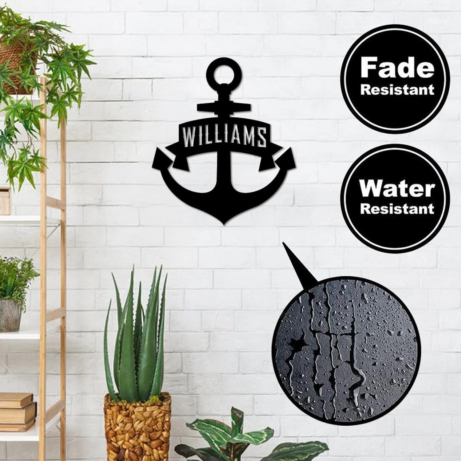 Laser Cut Metal Sign Personalized Anchor Decoration with Name Iron Art Wall Sculpture Hanging Plaque for Home Decor for Farmhouse Porch Yard Garden Gate 24inch