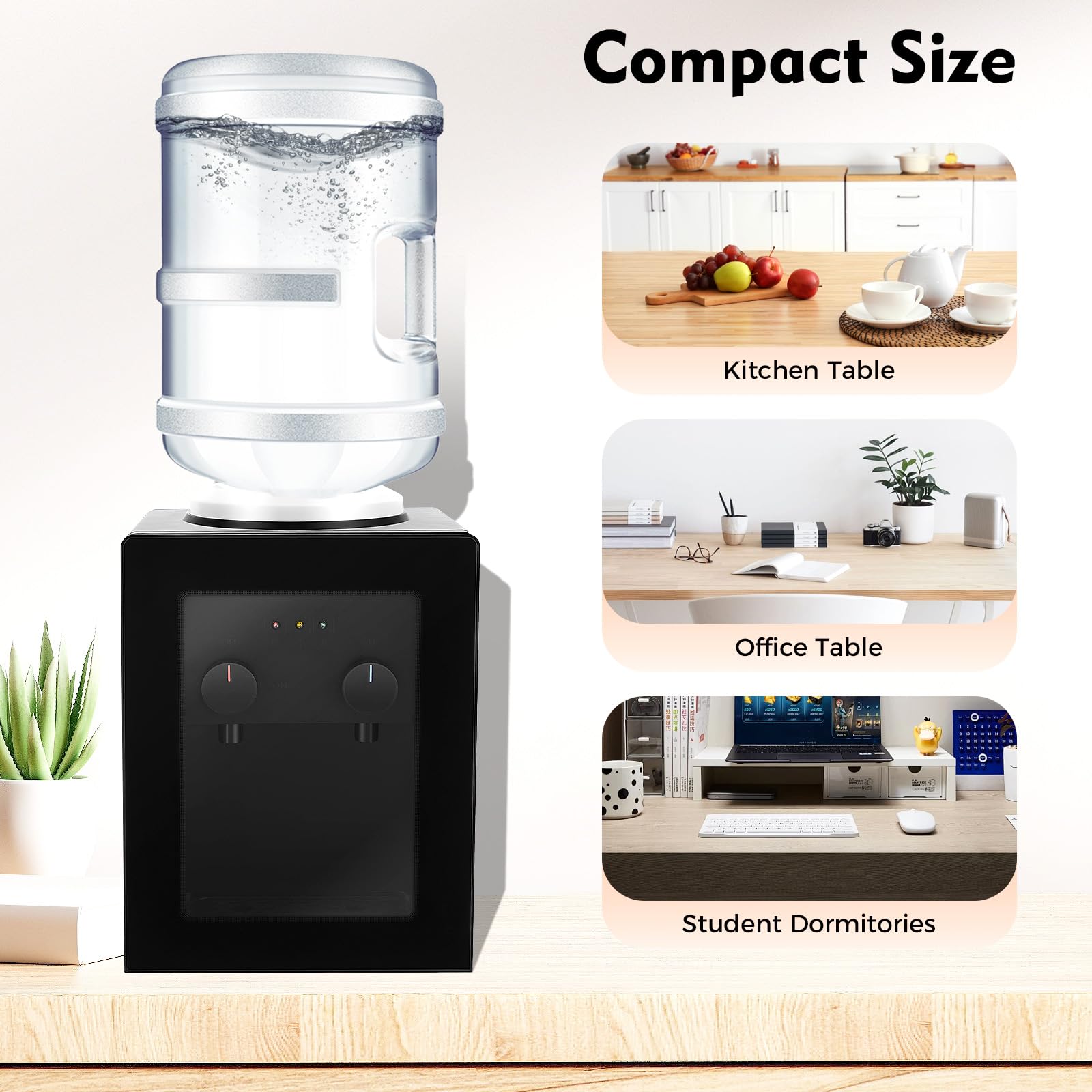 Dispensador de agua eléctrico, 550 W, 220 V, dispensador de agua caliente y fría, calentamiento rápido, máquina con puerta antipolvo compatible con cubos de agua de 3,5 L, 5 L, 10 L y 18,9 L