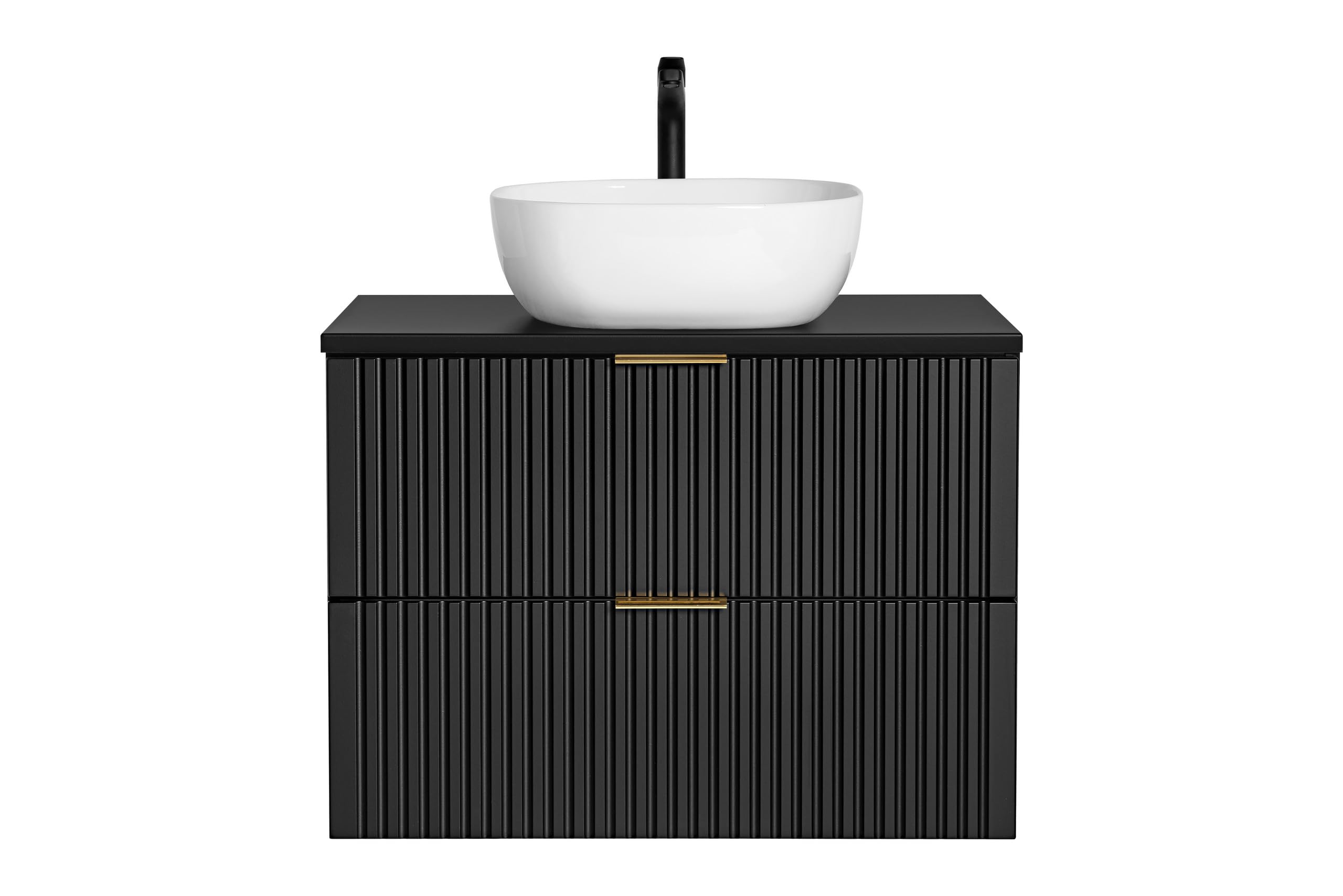 PIASKI Mueble de Lavabo 80 cm ADEL Black, Mueble de Baño Negro con Encimera y Lavabo Empotrado