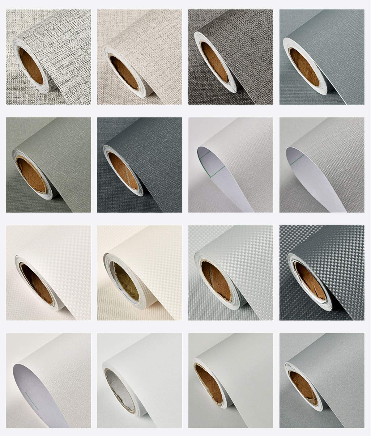 Carta Adesiva per Mobili Pellicola Adesiva Vinile Decorativo Impermeabile Carta da Parati autoadesiva per mobili per Mobili Cucina-5# Grigio Bianco Opaco 60cm*10m