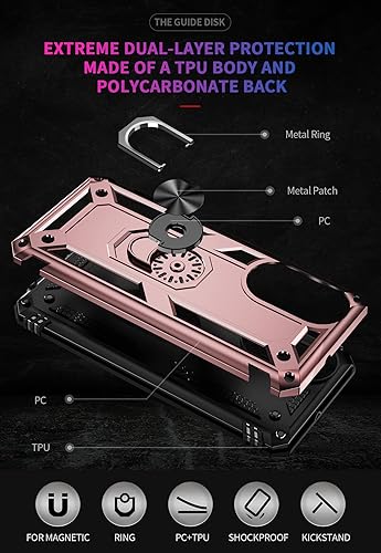 Miniatura 5 de Compatible con Honor X7, funda híbrida resistente con soporte giratorio y placa magnética para Honor X7