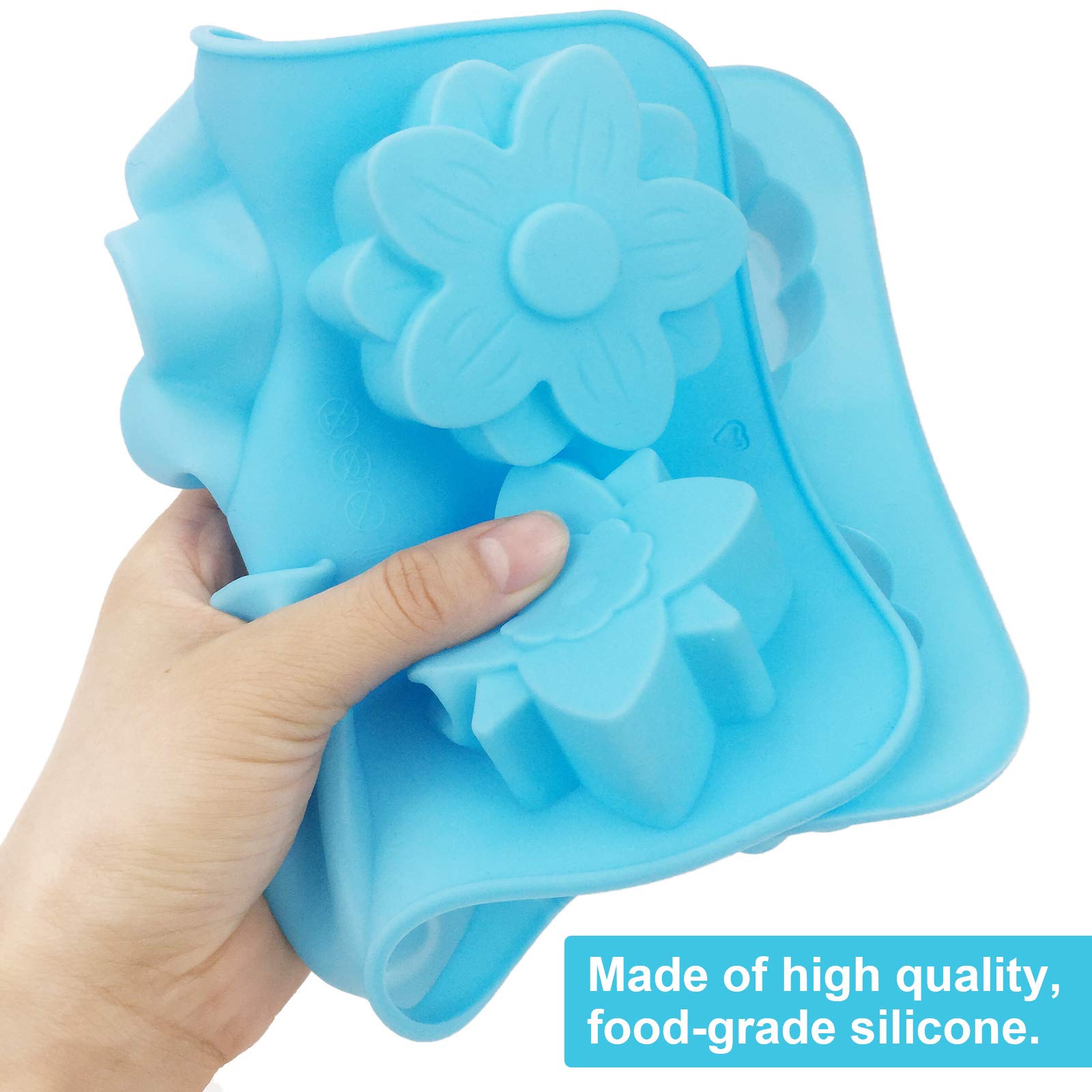 NANASO 3 confezioni di stampi per sapone in silicone, 6 cavità per torte fatte in casa, cioccolato, cupcake, stampo in silicone a forma di fiore per