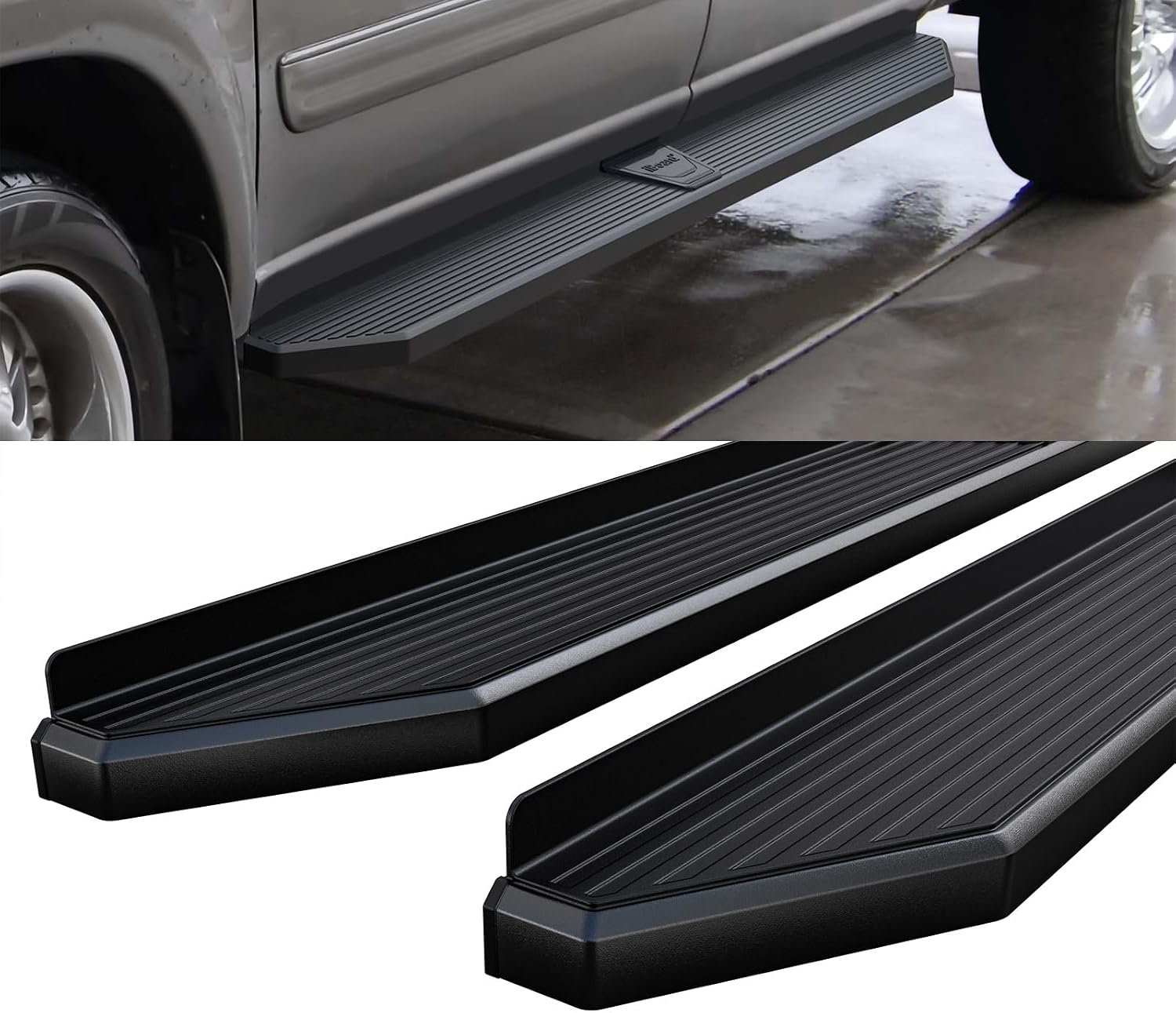 HD Ridez Flat Style Running Board 6" Black Compatible with Toyota Tundra 2004-2006 Double Cab (Side Steps Side Bars)