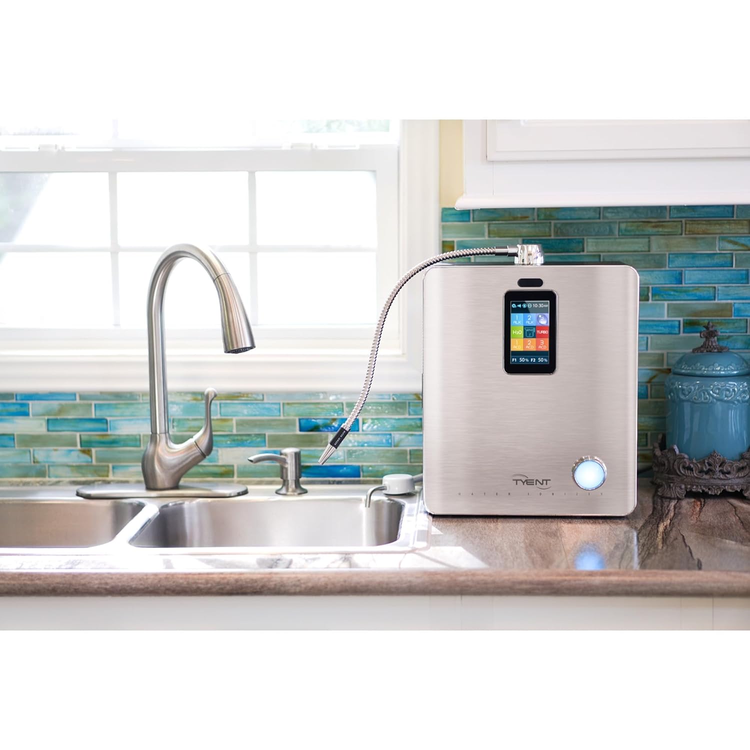 Tyent - Ace-13 Water Ionizer - Advanced Hydrogen Alkaline Water System - Adjustable pH Levels - Dual Ultra Filtration - Touch Screen Control - Turbo Power - Hydration & Wellness - Pure Drinking Water