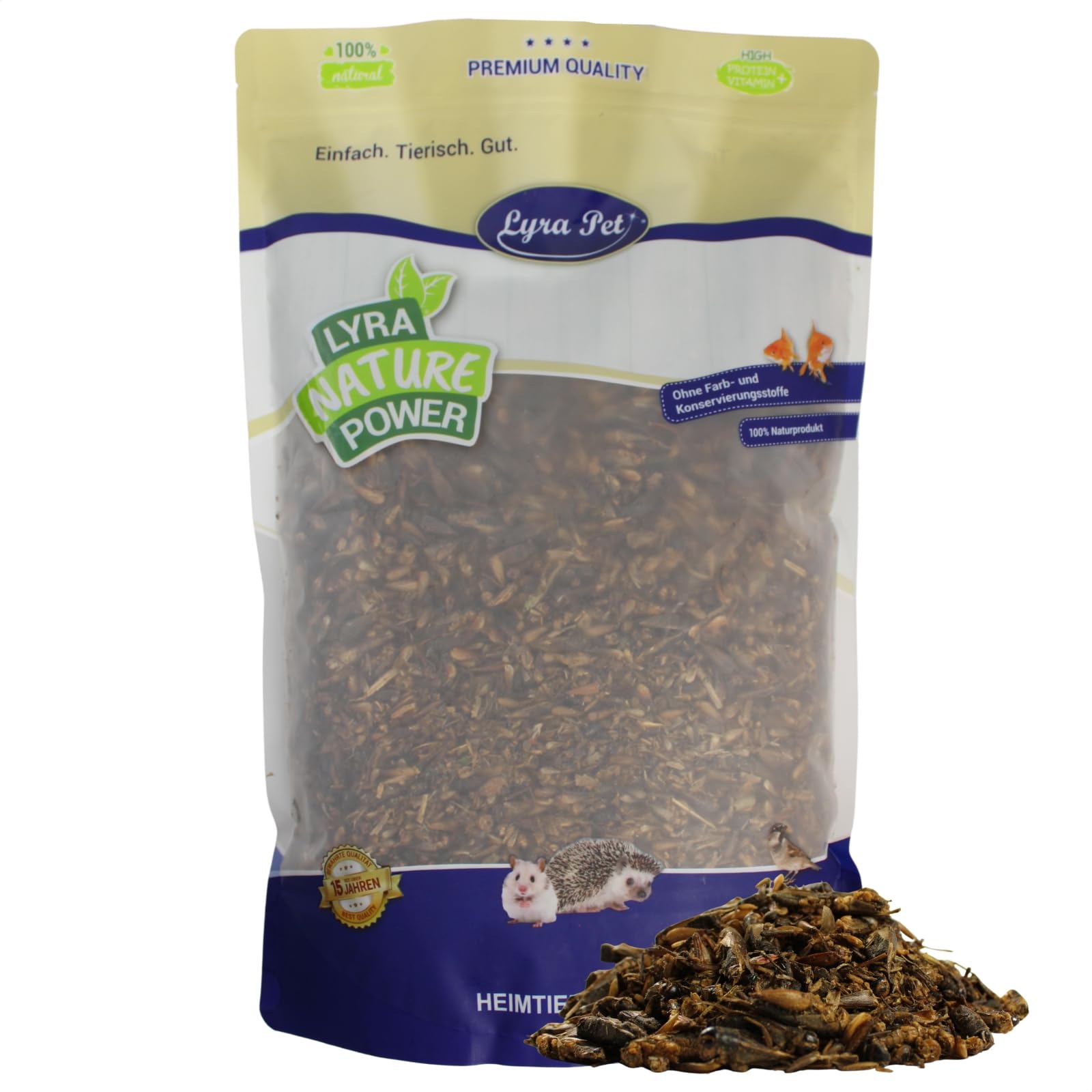 Lyra Pet® 1 kg grillons séchés pour Oiseaux Sauvages, rongeurs & Reptiles | Riche en protéines & minéraux - Complément nutritif à l’aliment principal - Source d’énergie idéale - Aliment naturel