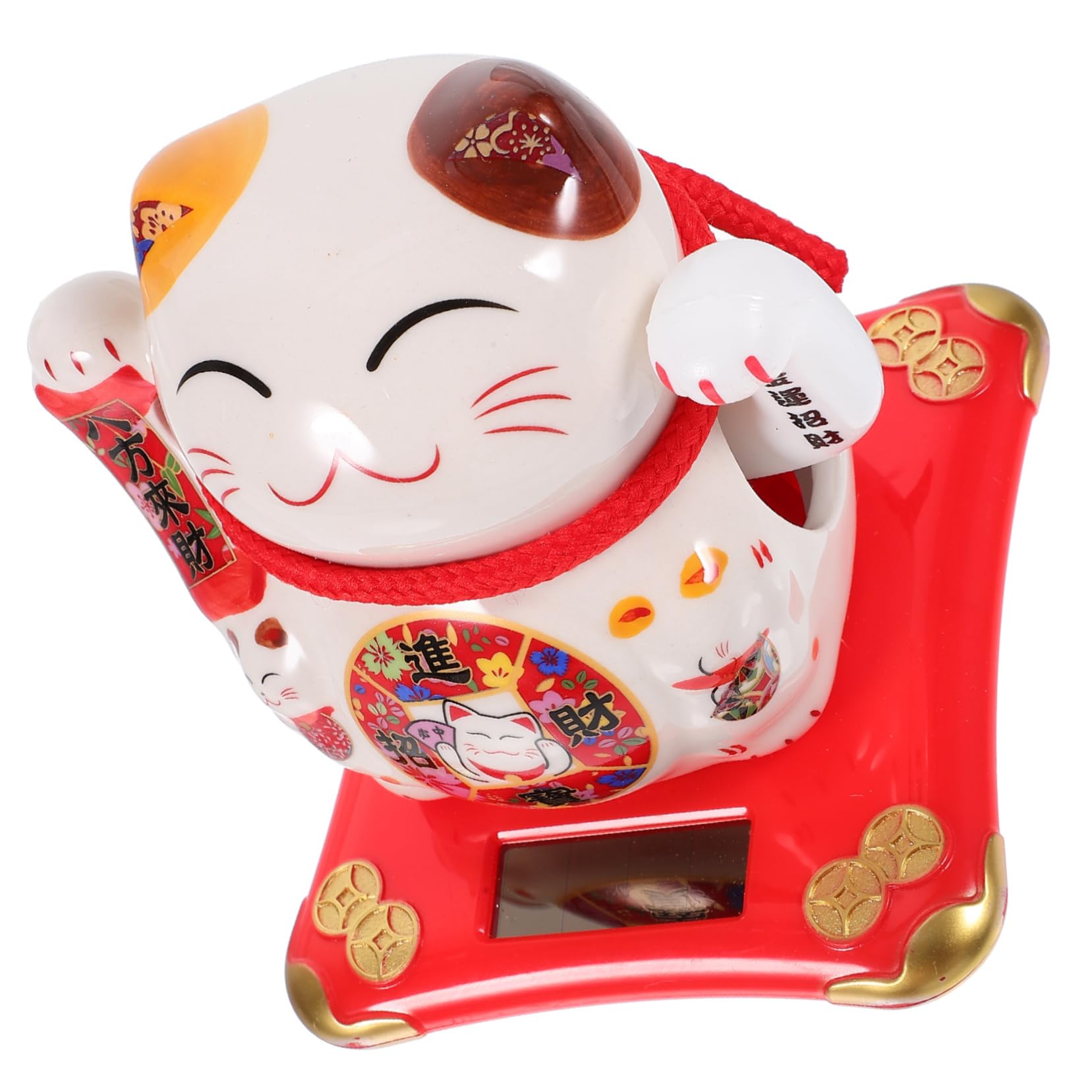 Zerodeko Solar Powered Waving Cat Solar Statue Chinese Waving Cat Waving Cat Moving Arm Cat Figurine Decor Solar Cat Toy Solar Powered Cat Happy Japan Car Small Ceramics Lucky Chinese Cat