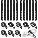 10Pack Silicone Cable Ties Cord Organizer Strap - Lamicall Reusable Washable Wire Wrap Management with Lock Buckle, Elastic Adjustable Charger Cable Wrap Tie, Electrical Cord Organizer for Mom Gift