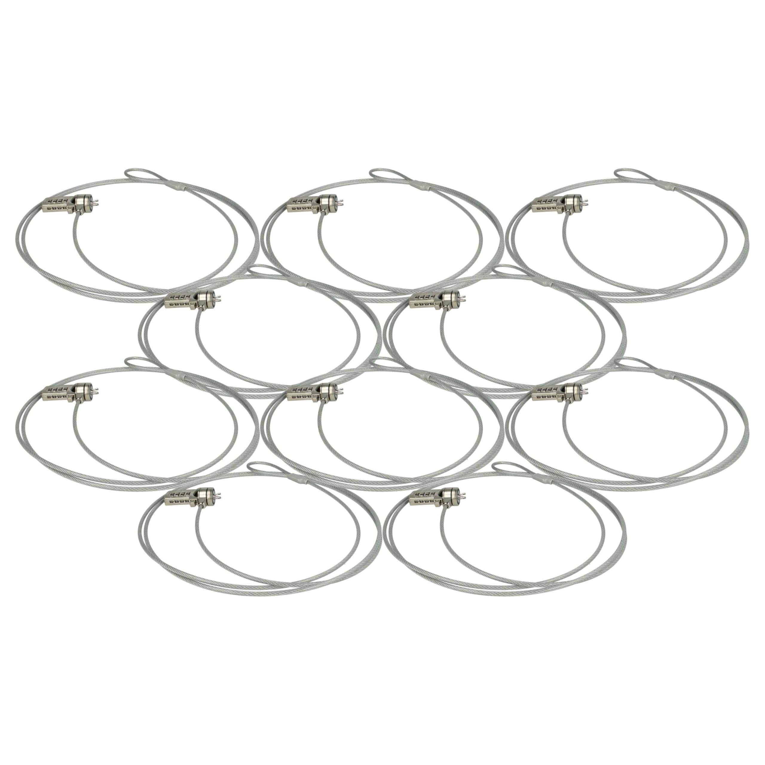 vhbw 10x Kensington per Laptop Notebook - Cavo di Sicurezza con Serratura a Combinazione numerica, 1,8 m