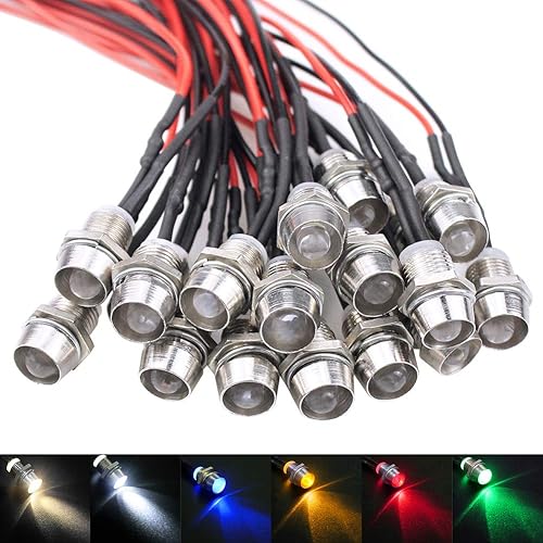 18 luces LED indicadoras DC12V para tablero direccional ultra brillante de 0.315 in, bombillas LED piloto lámpara de señal para coche, camioneta,