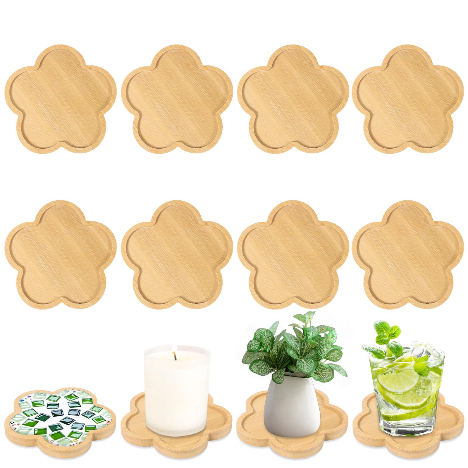 4 STKS Bamboe Mozaïek Onderzetters, Blanco Base Trays voor Ambachten DIY Mozaïek Leveringen, Drinken Cup Coaster, Plant Coaster, Art Plate (rond
