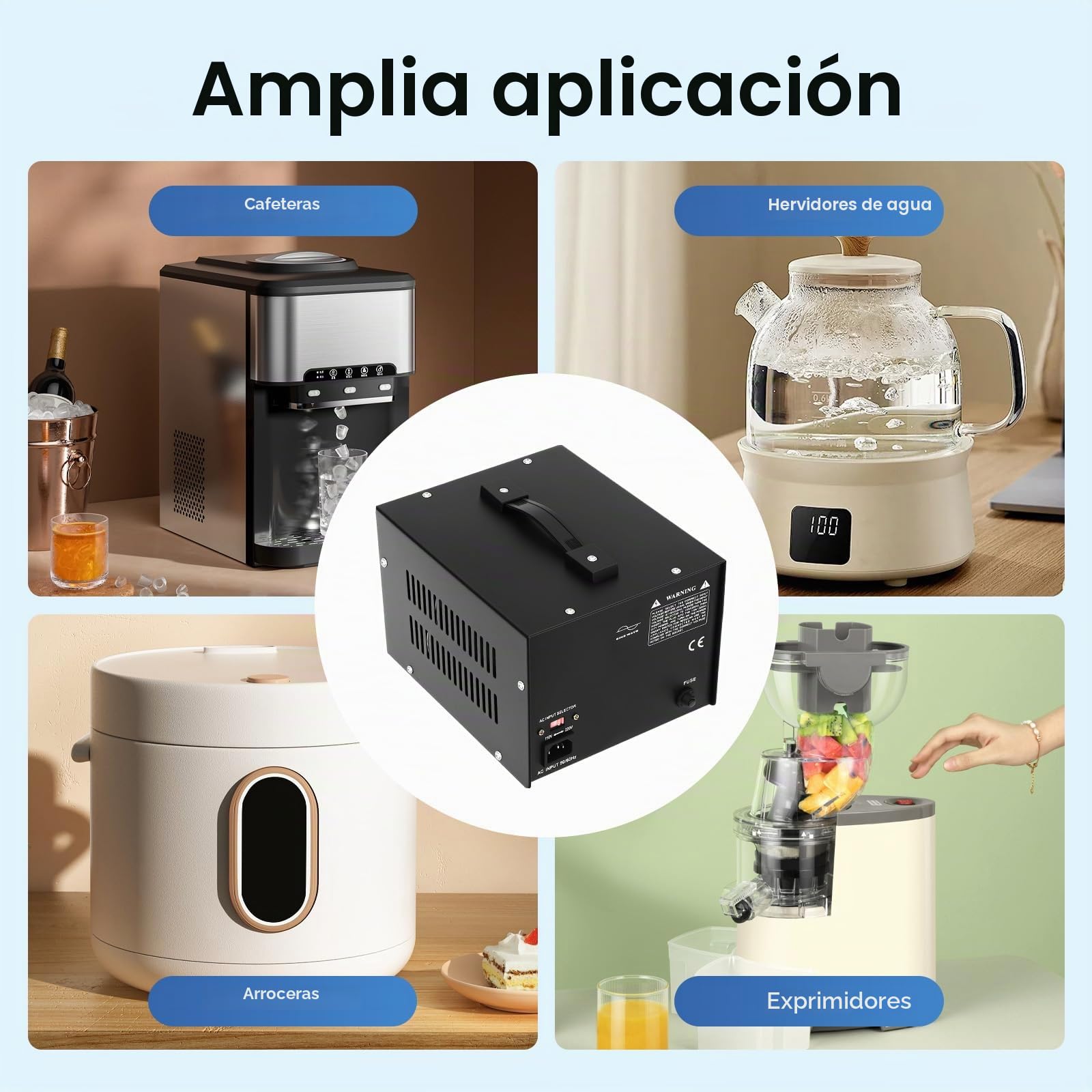 Transformador de voltaje 220 V a 110 V convertidor de voltaje step-up/down 2000 W, para aire acondicionado, frigorífico, lavadora, ordenador, TV, ventiladores eléctricos