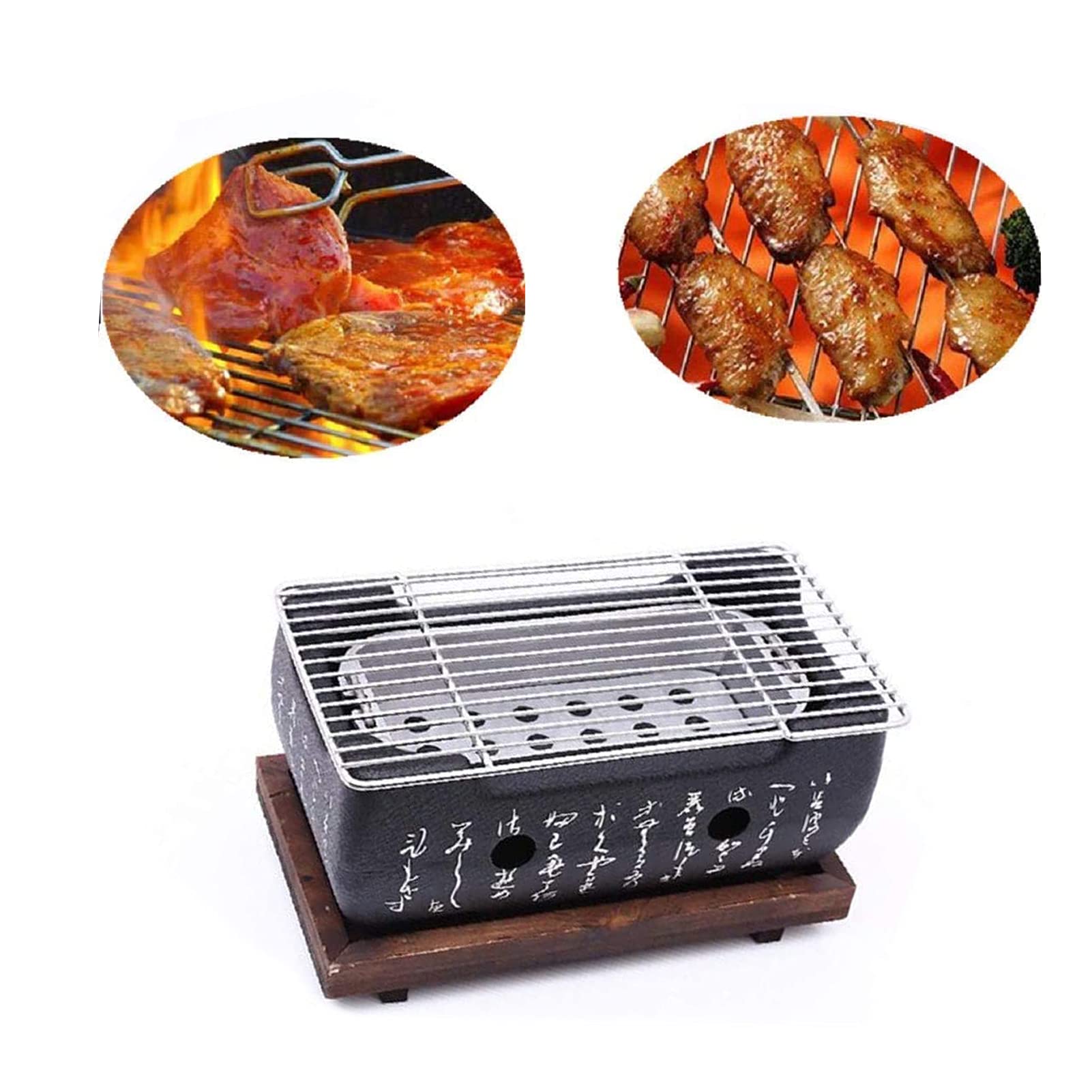 Rowzzi Japanese Style BBQ Grill with Wire Mesh Grill and Base, Japanese