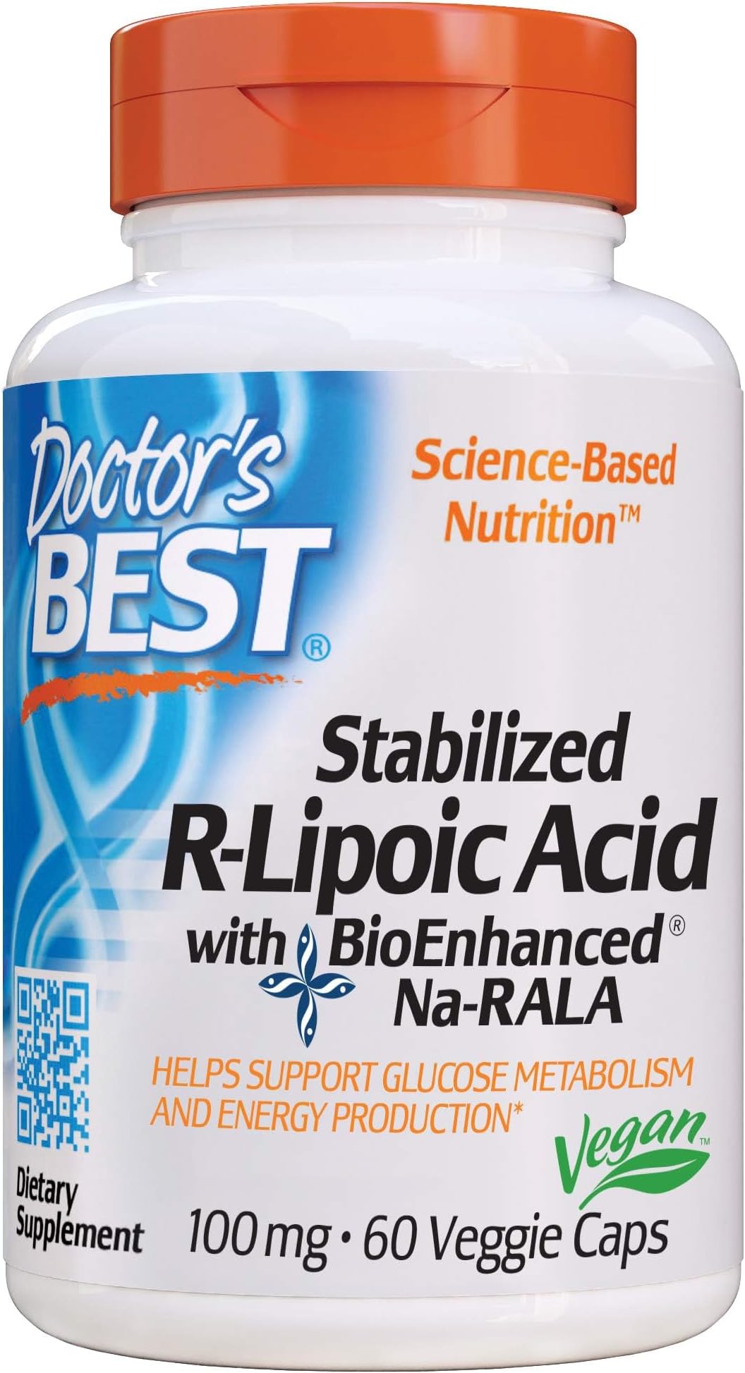 Stabilized R-Lipoic Acid with BioEnhanced Na-RALA, Helps Support Glucose Metabolism and Energy Production* Non-GMO, Gluten Free, Vegan, 100 mg, 60 Count