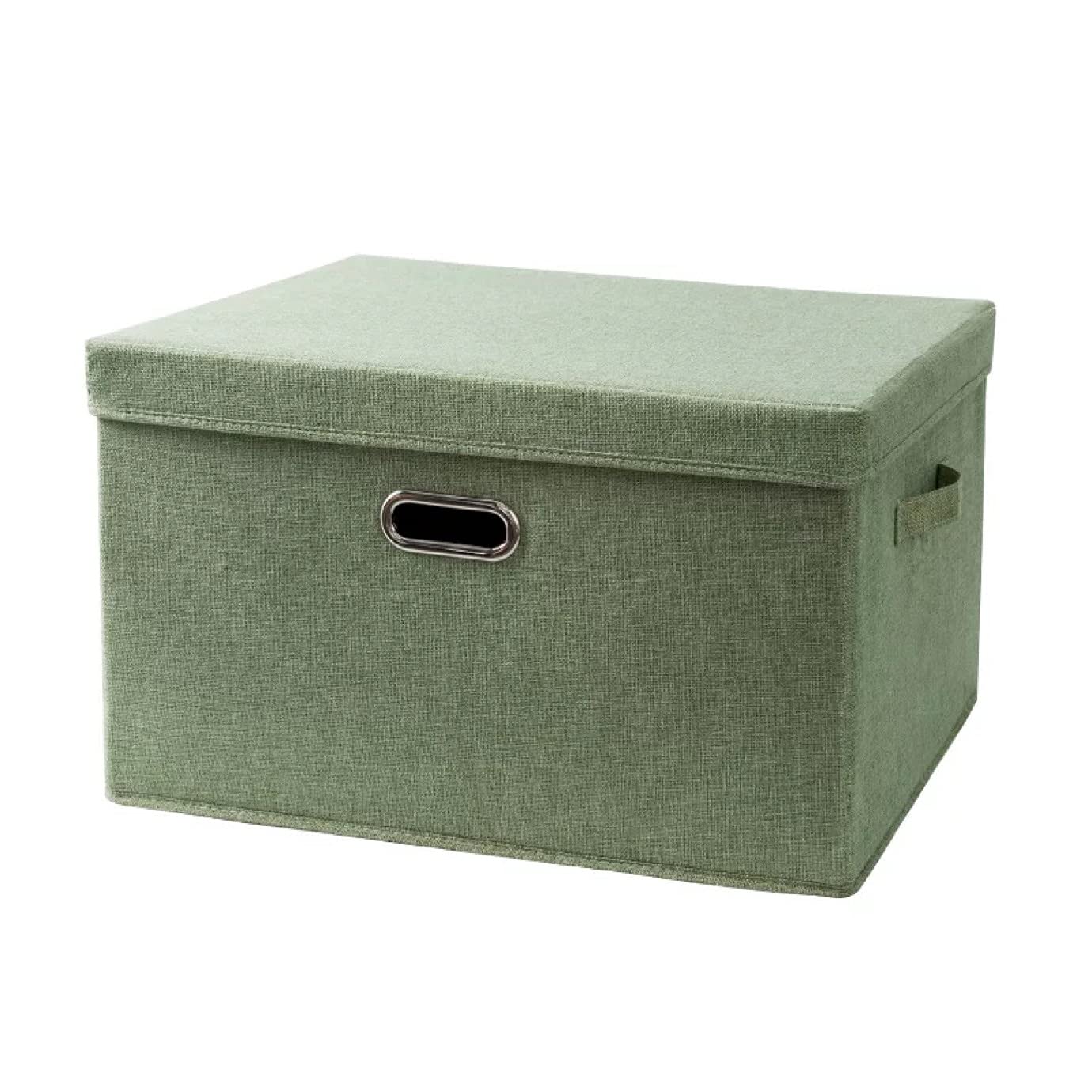 QSCTYG Storage Boxes Washable Cotton Linen Fabric Folding Storage Box Foldable Bins Toys Organizer With Lid Storage Basket Laundry Basket 188 (Color : Light Green, Size : 38X25X25cm)