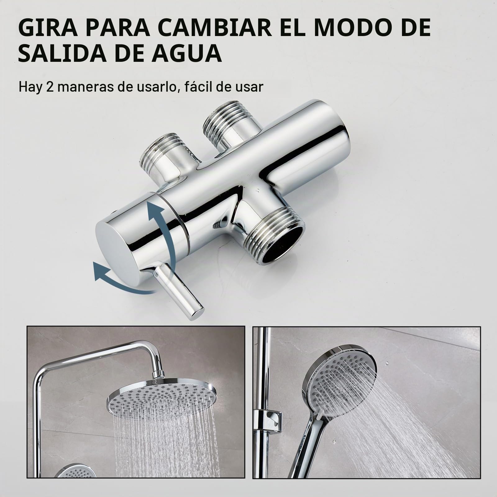 Columna Ducha Cromo, Sistema de Ducha Altura Regulable, Columna de ducha con ducha de mano