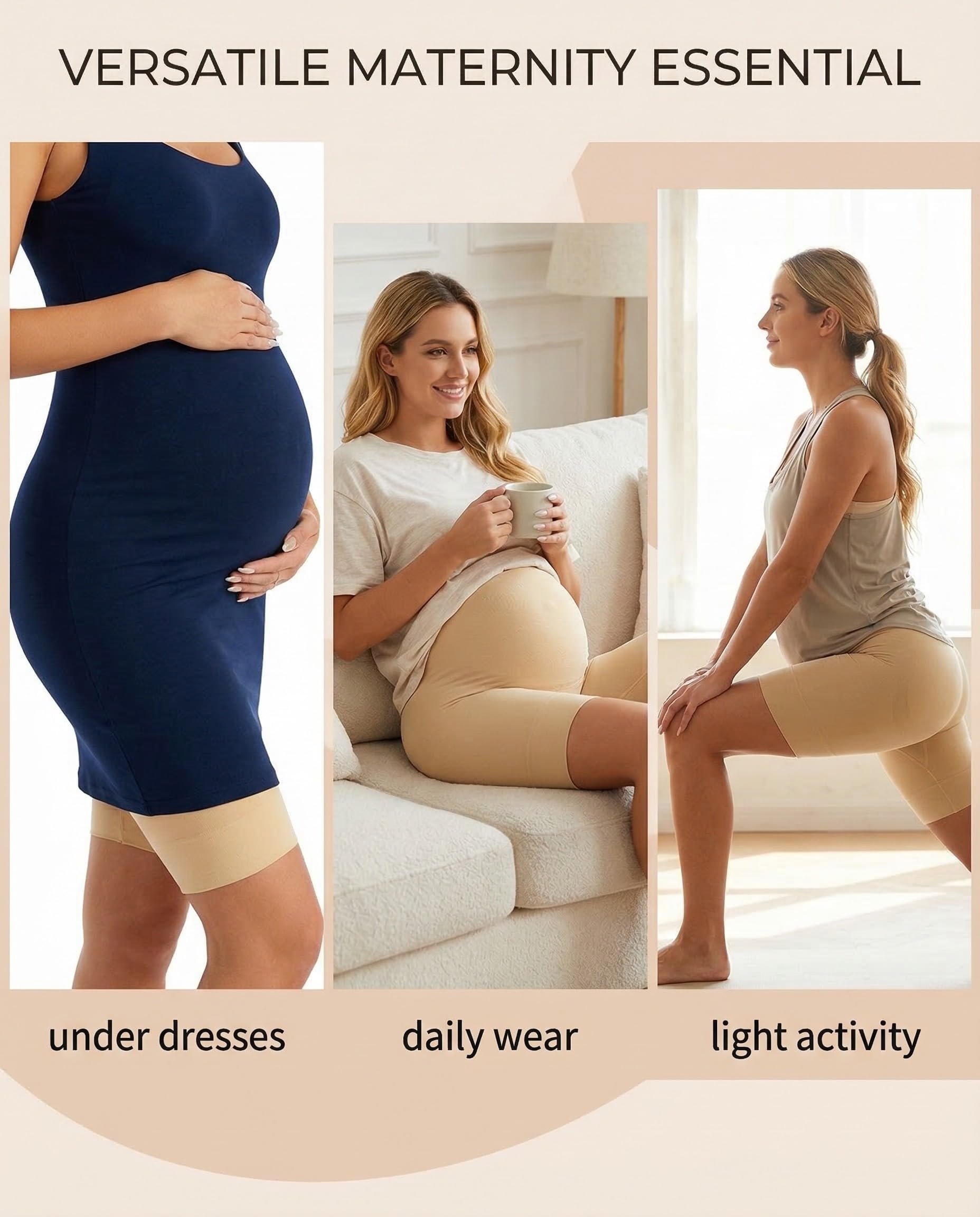 HSIXHAF Bragas Embarazada Cintura Alta Pantalon Antirozaduras Mujer Verano Ropa Interior Premamá - Beige/XL — view 4