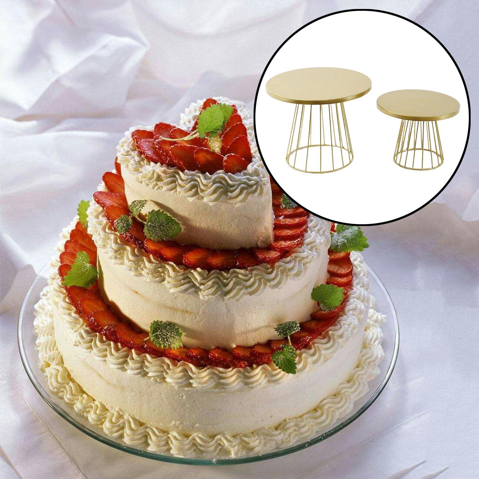Soporte Redondo para Pasteles, Postres Y Confitería, Expositor de Mesa, 1 Bandeja de Servir, Hierro.