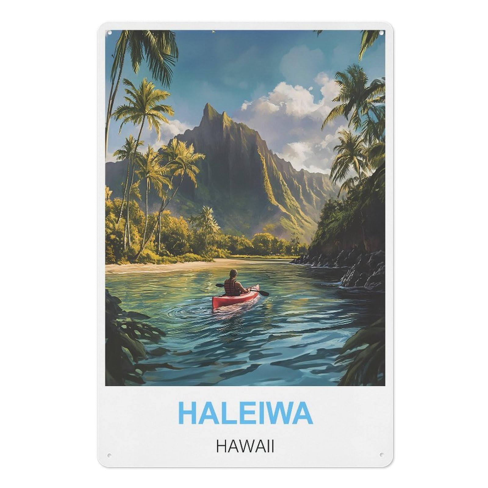 Haleiwa Hawaii Retro Design Tin Paintings Vintage Tin Sign 08x12inch(20x30cm) Wall Art for Home Office Bedroom Living Room Cafes Wall Decor