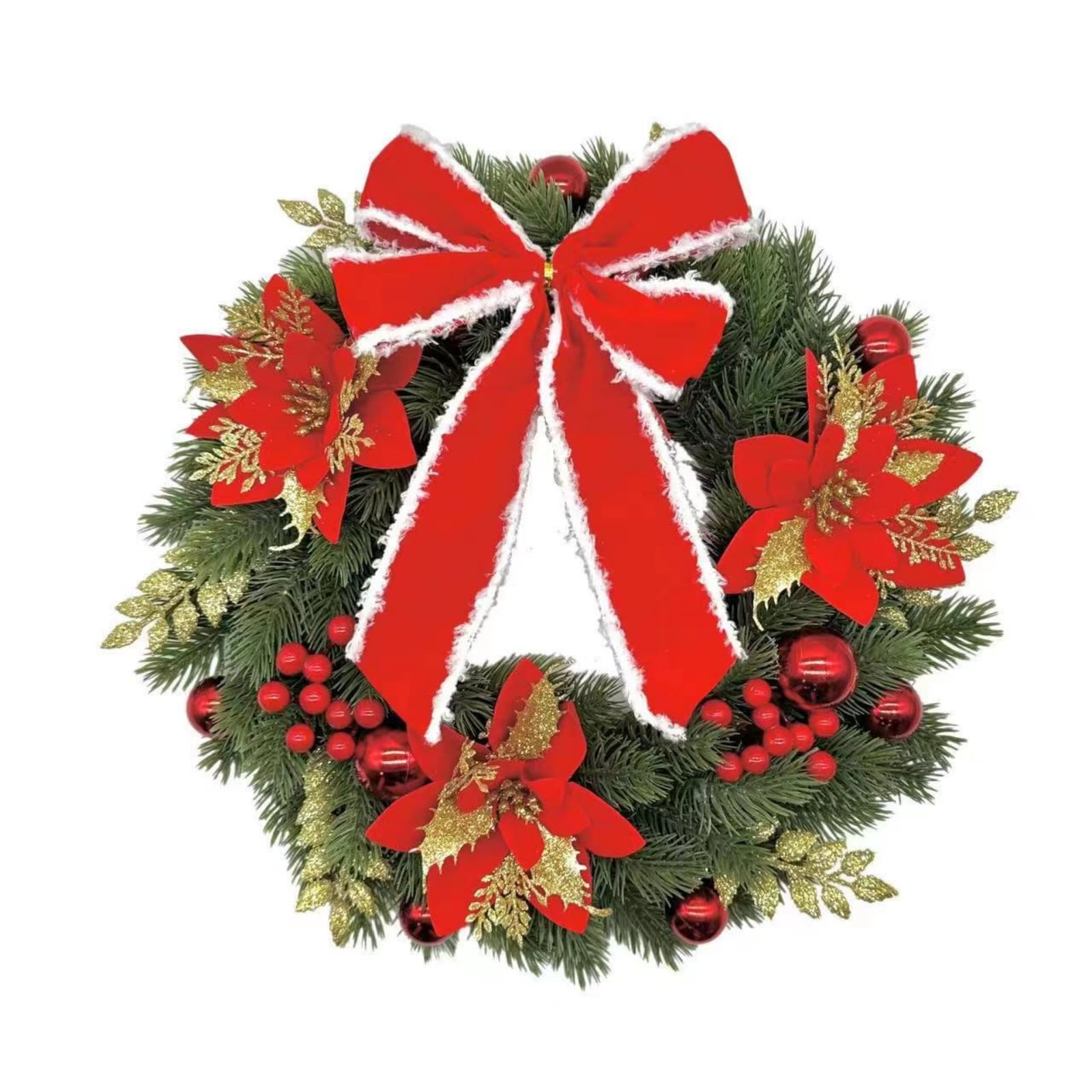 Tsophreniq Illuminated Christmas Wreath Decoration 33CM Battery Operated Door Wreath Hanging Ornament for Wall Mantels Window Glowing Christmas
