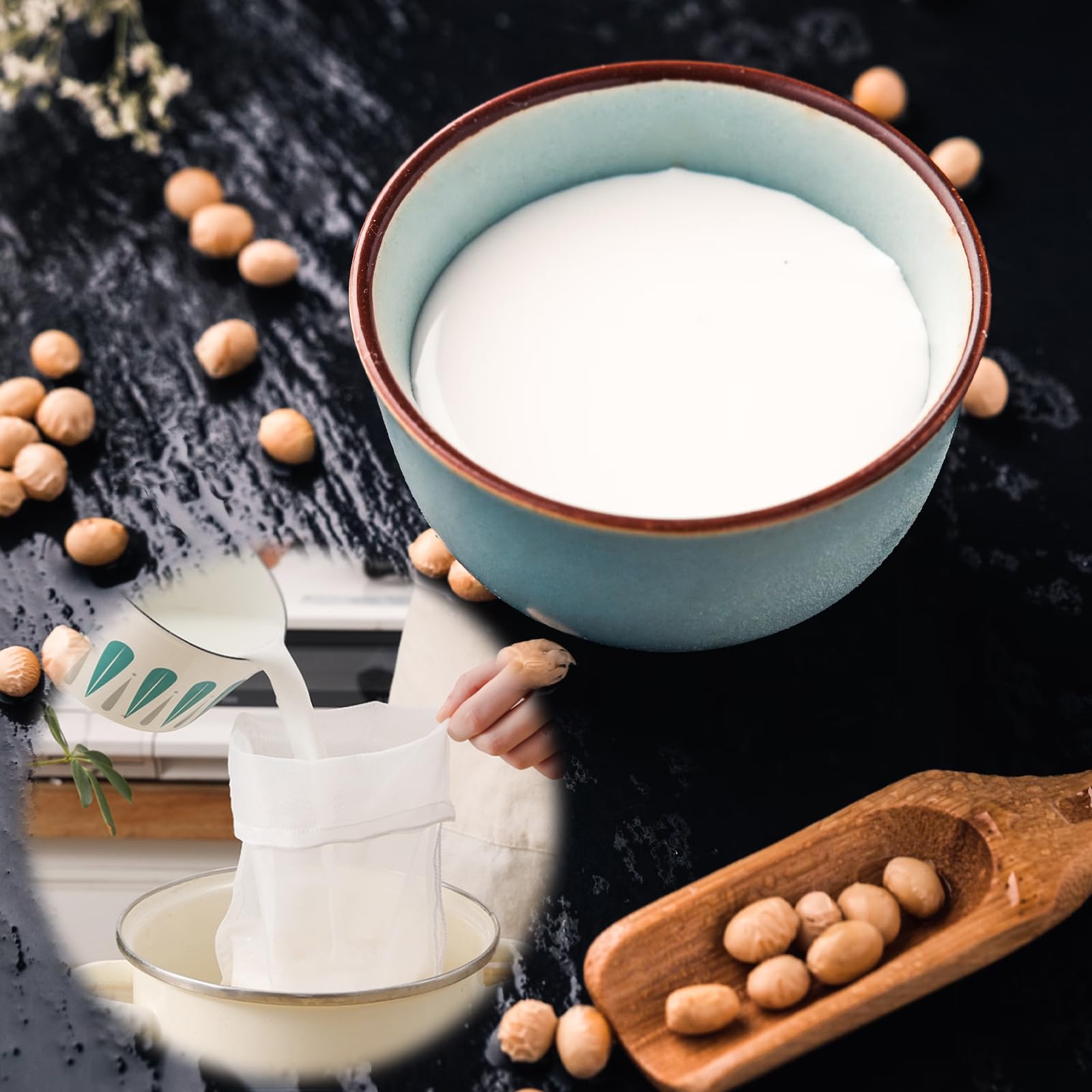 6 sztuk chusteczek do sera sitko sitko filtry do herbaty drobna siatka sitko nylonowe sitko do żywności ze sznurkiem do sitka do sera grecki jogurt herbata sok kawa owoce tofu 30 x 20 cm