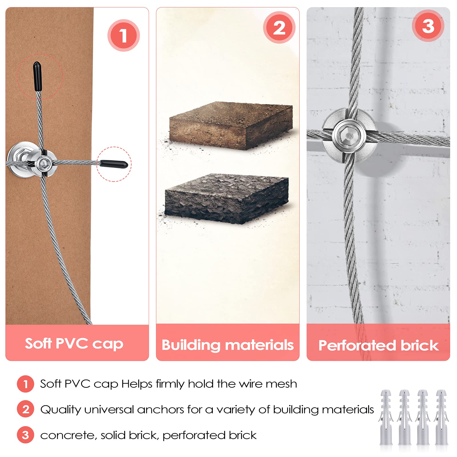Support pour Plantes Grimpantes, 24m Corde en Acier Inoxydable à Suspendre Kit avec 3mm Cable INOX et 16 Tendeurs, pour Jardin/Mur Béton/Clôture Câble/Bois Massif (24m)