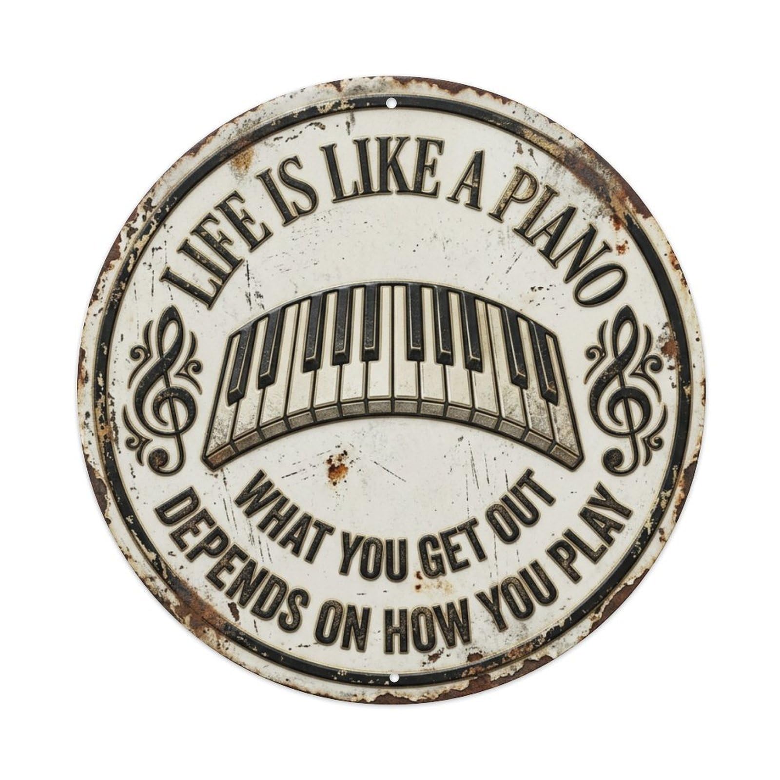 Piano Keys Melody Office Vintage Metal Tin Sign Plaque Wall Decor for Cafe, Club Bar, Office, Garden Metal Poster 8x8Inch