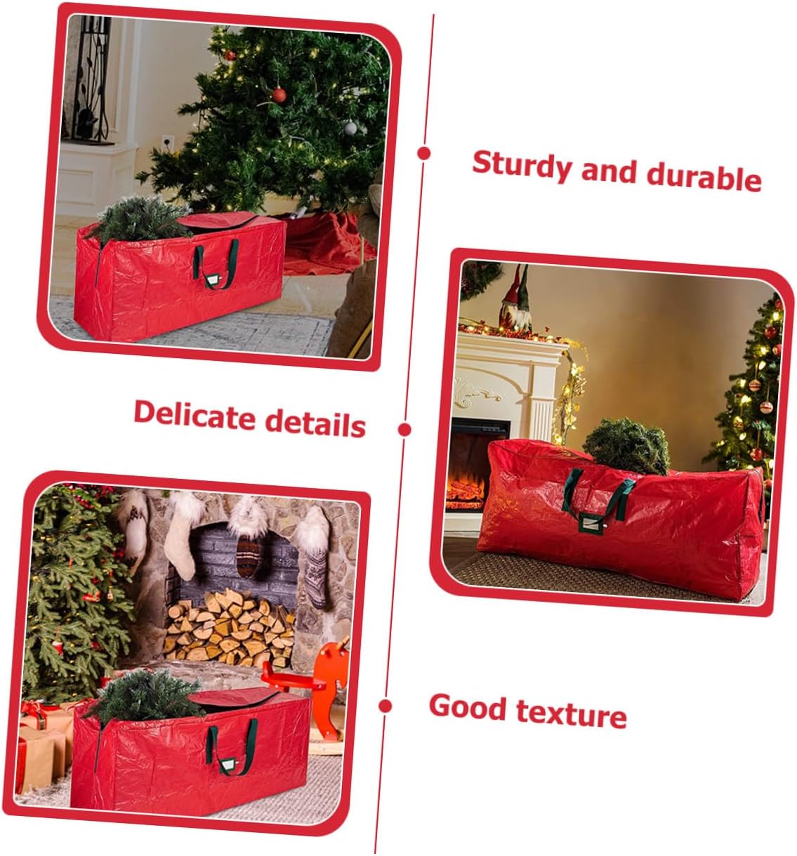 Christmas Tree Storage Bag Large Zippered Dustproof Waterproof Carry Handle Organizer 165x38x76cm for Holiday Decor Outdoor Seasonal Storage