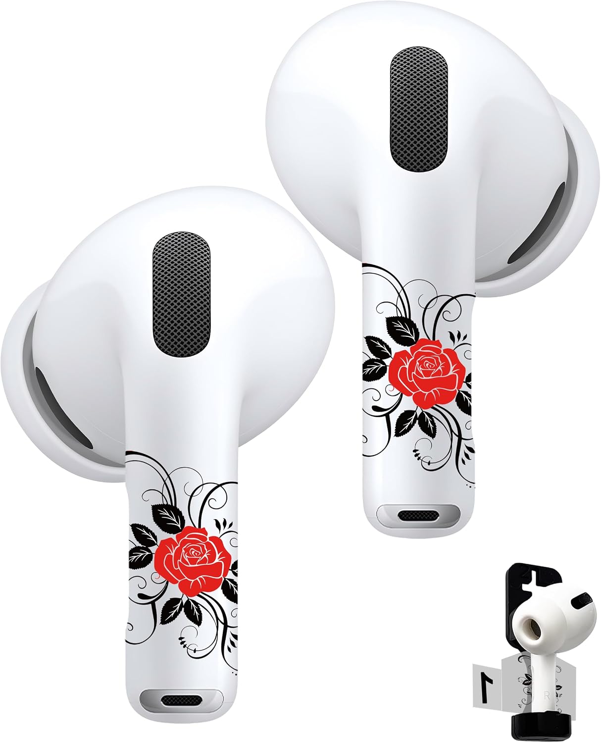 RockMax for AirPods 4 Skin,Personalized Rose Stickers for AirPods 1/2/3/4 & Pro 1/2/3, Compatible with AirPod Case, Durable Tattoo Wrap, Easy to Identify, Stylish Gift for Women and Girls