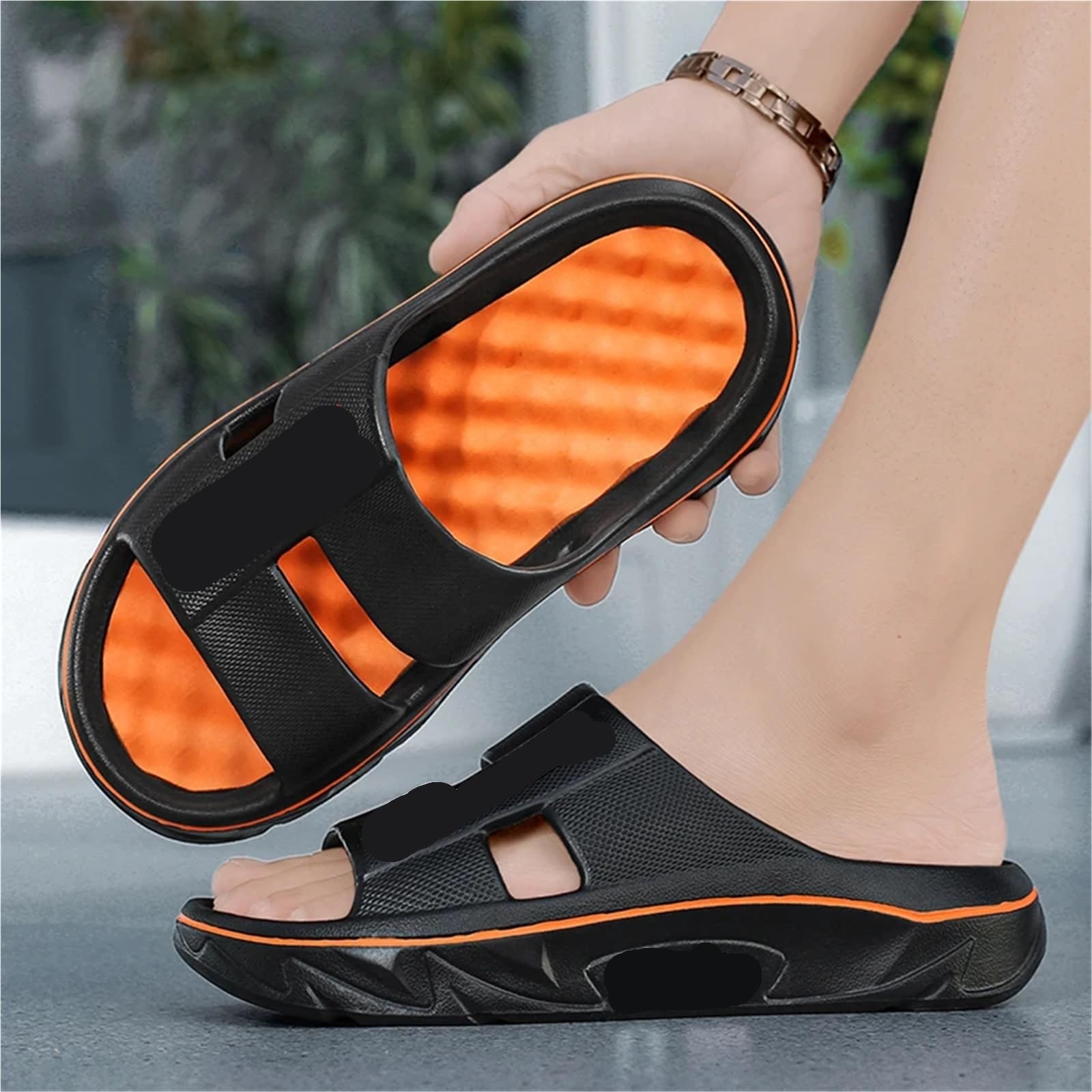 Sommer männer Massage Hausschuhe Indoor Outdoor Sandalen Strand Männer Casual Schuhe Weiche Slides Flip-flops Frauen Hause(Beige brown,38-39)