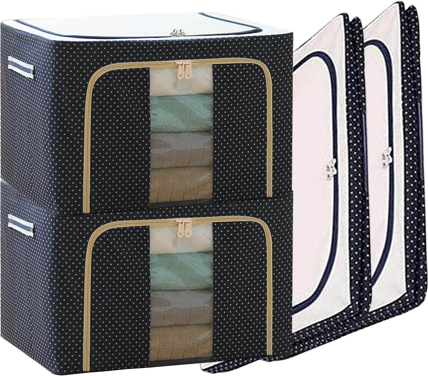 Lot De 2 Boîtes De Rangement Pliables Et Empilables En Tissu De