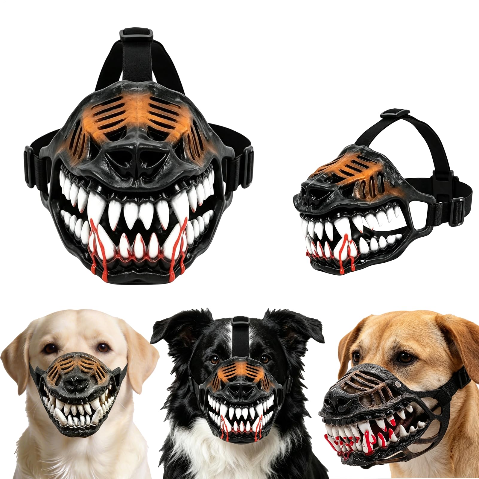 Scary Dog Muzzle for Halloween, Funny Scary Dog Muzzle with Teeth