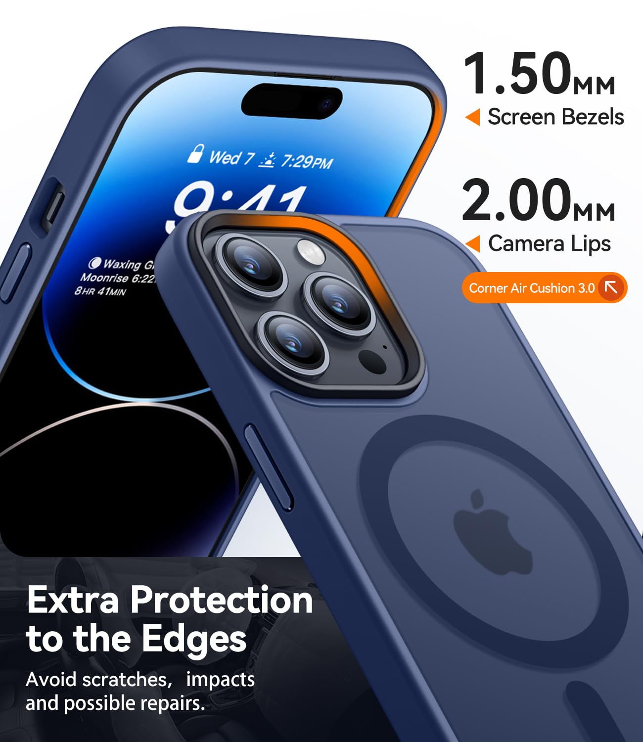 CANSHN Cover Magnetica Opaca per iPhone 14 Pro, [Compatibile con MagSafe] Custodia Traslucida Opaca Protettiva Sottile Antiurto 6,1 Pollici - Blu Scuro