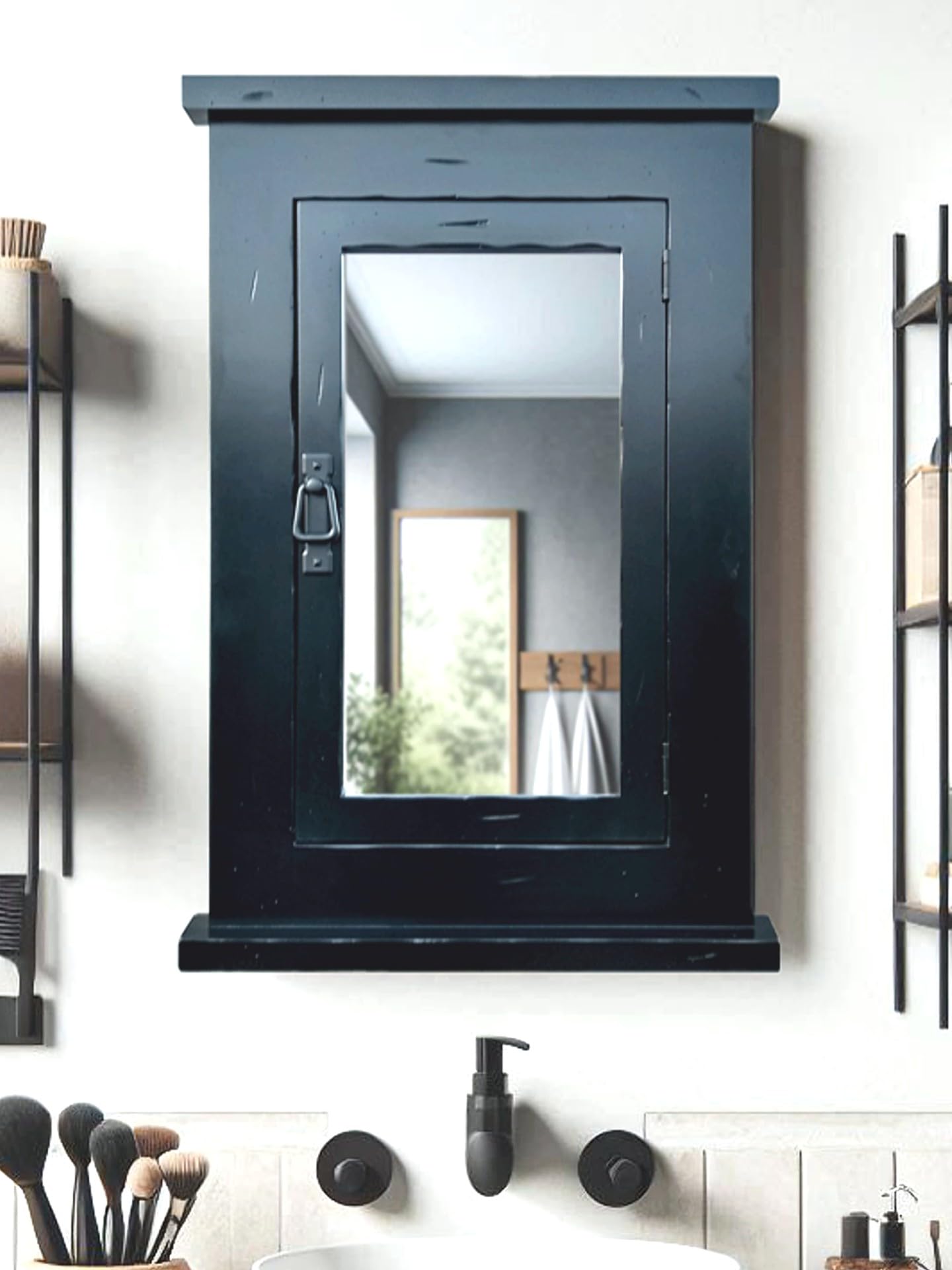 TANGDIAABBCC Aeiniwer ZyduzscAT KeepRepel Primitive Black Mission Recessed Medicine Cabinet/Rustic/Solid Wood & Handmade