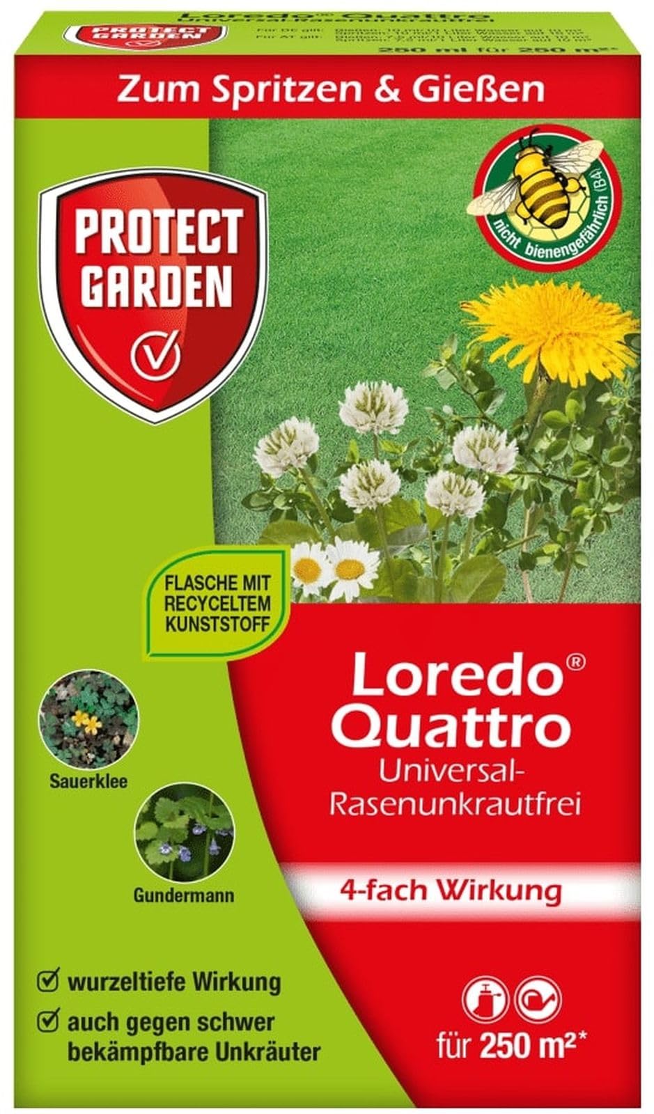 3 X 250ml Loredo Quattro Universal - Rasenunkrautfrei