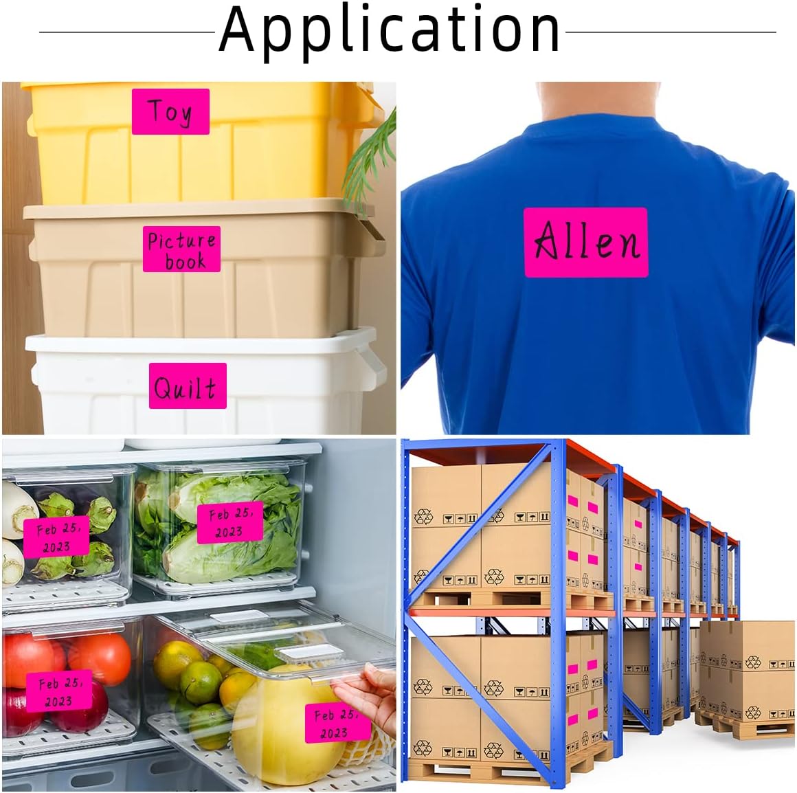 PARLAIM 5 X 3 Inch Permanent Rectangle Color Coding Stickers, 500PCS Square Moving Box Inventory Label Per Dispenser Box (Fluorescent Pink)